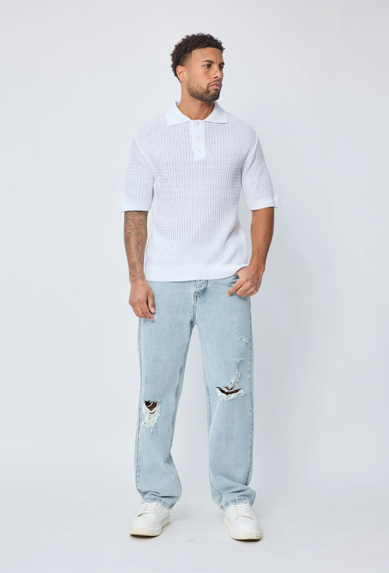 Polo uni manches courtes en maille