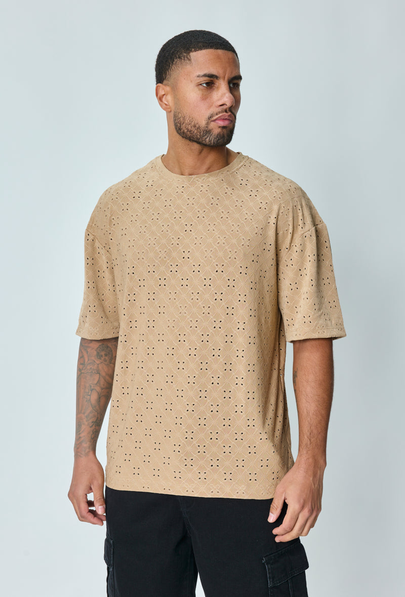 Plain oversized T-shirt with holes