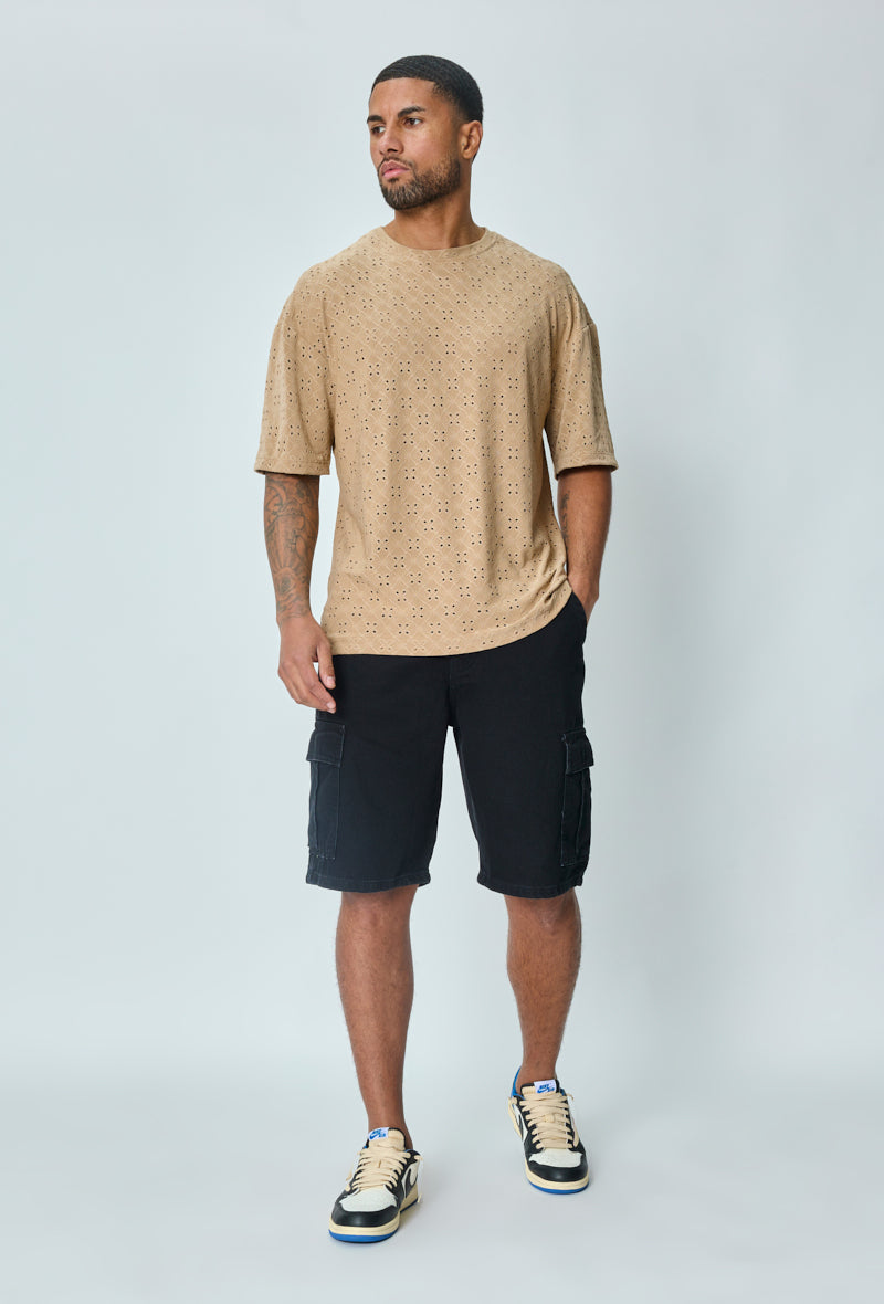 Plain oversized T-shirt with holes