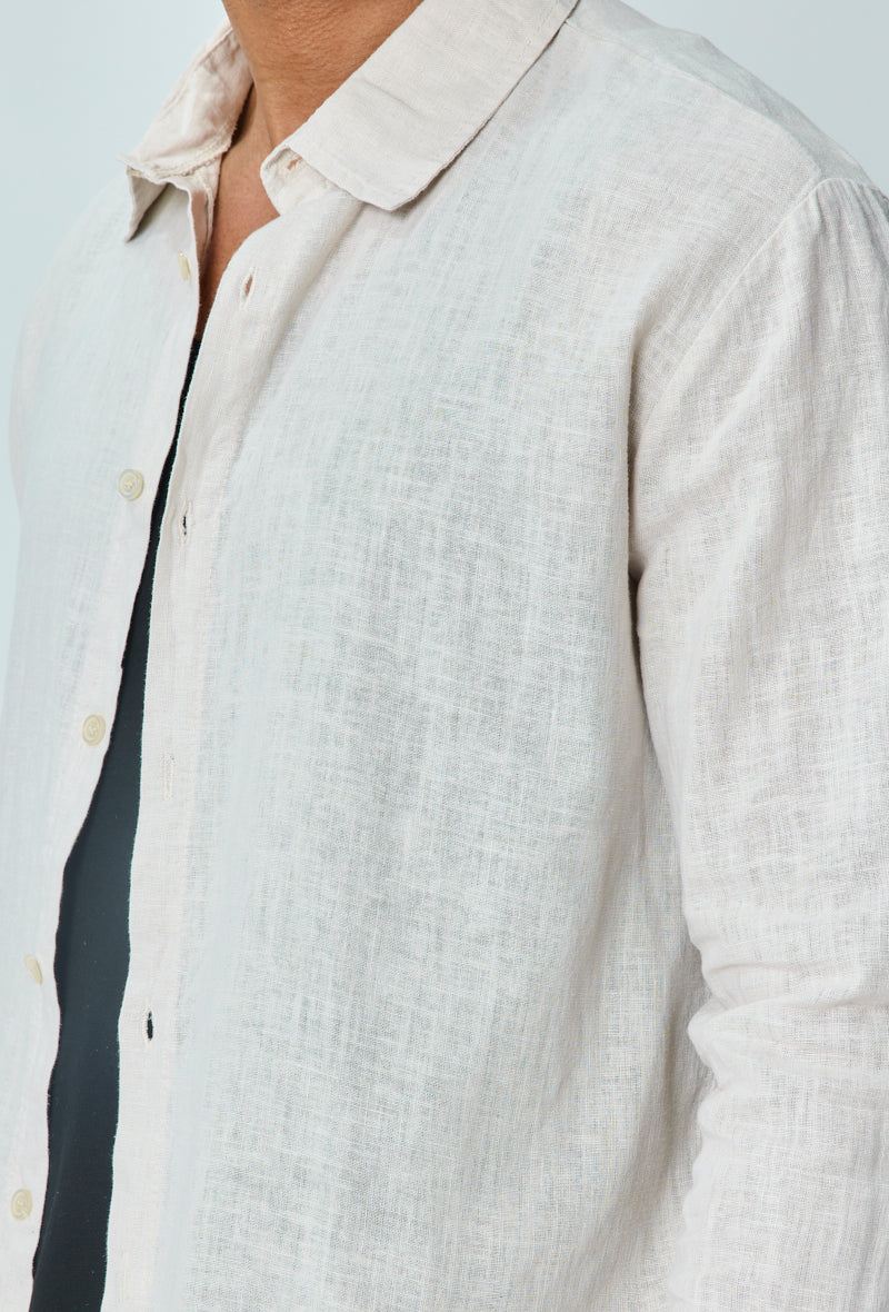 Chemise manches longues uni en lin