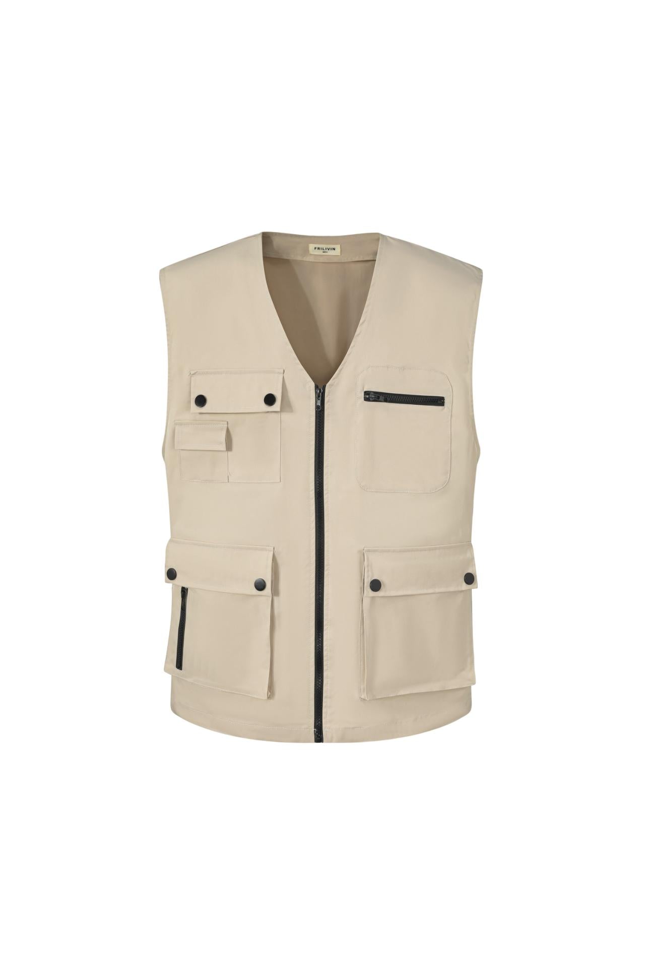 Sleeveless utility jacket with flap pockets – Frilivin