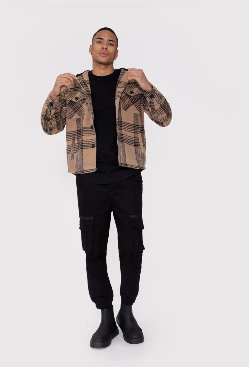 Veste à capuche avec motif à carreaux - Frilivin