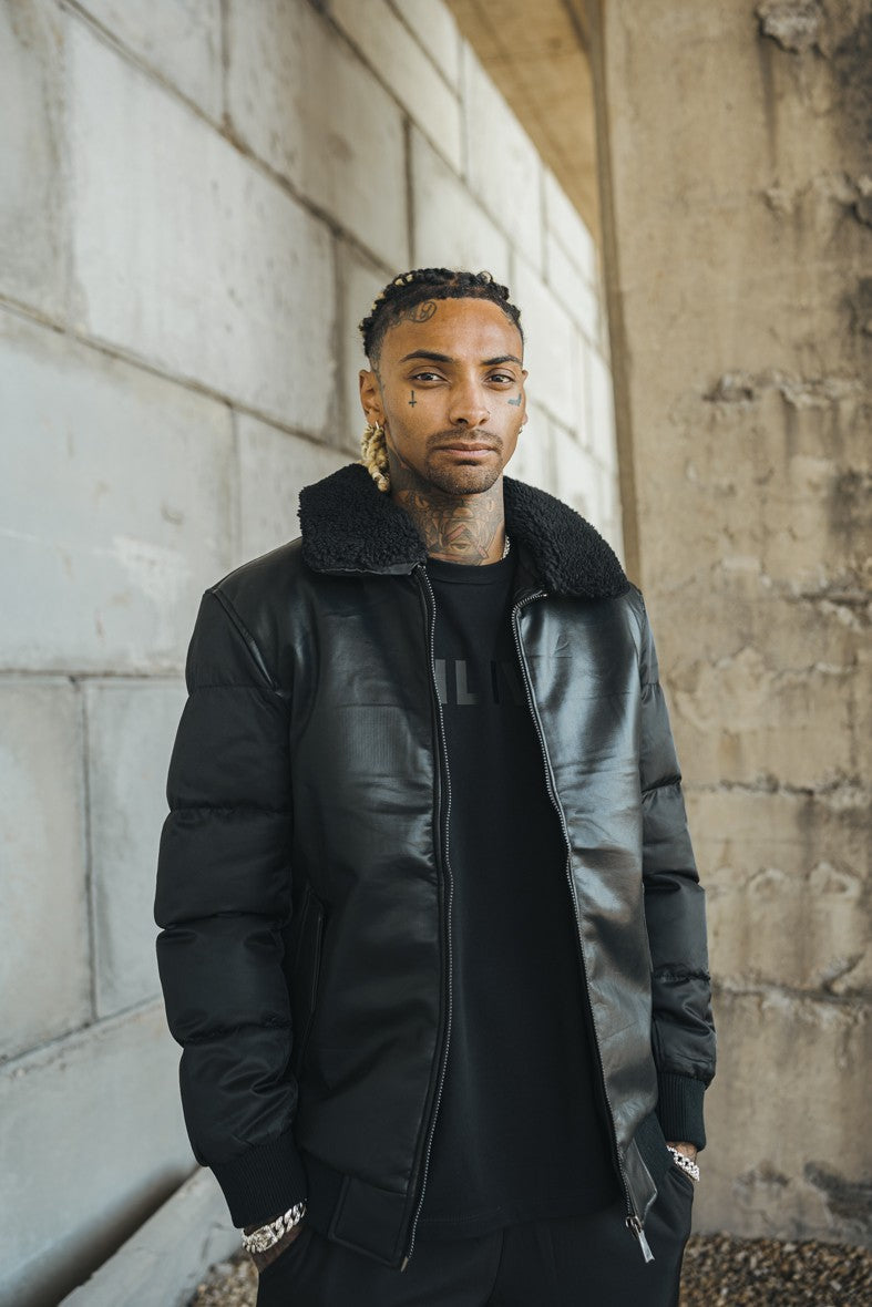 Quilted jacket with a soft lapel collar