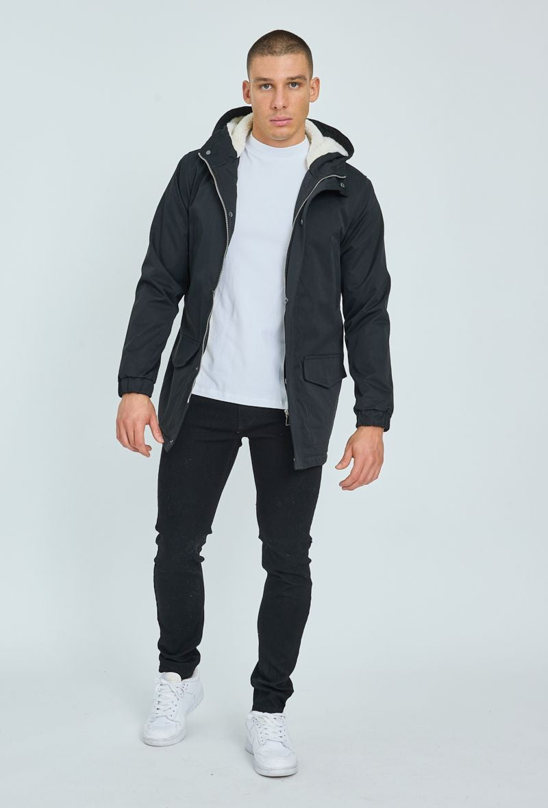 Veste parka milongue à capuche moumoutée - Frilivin