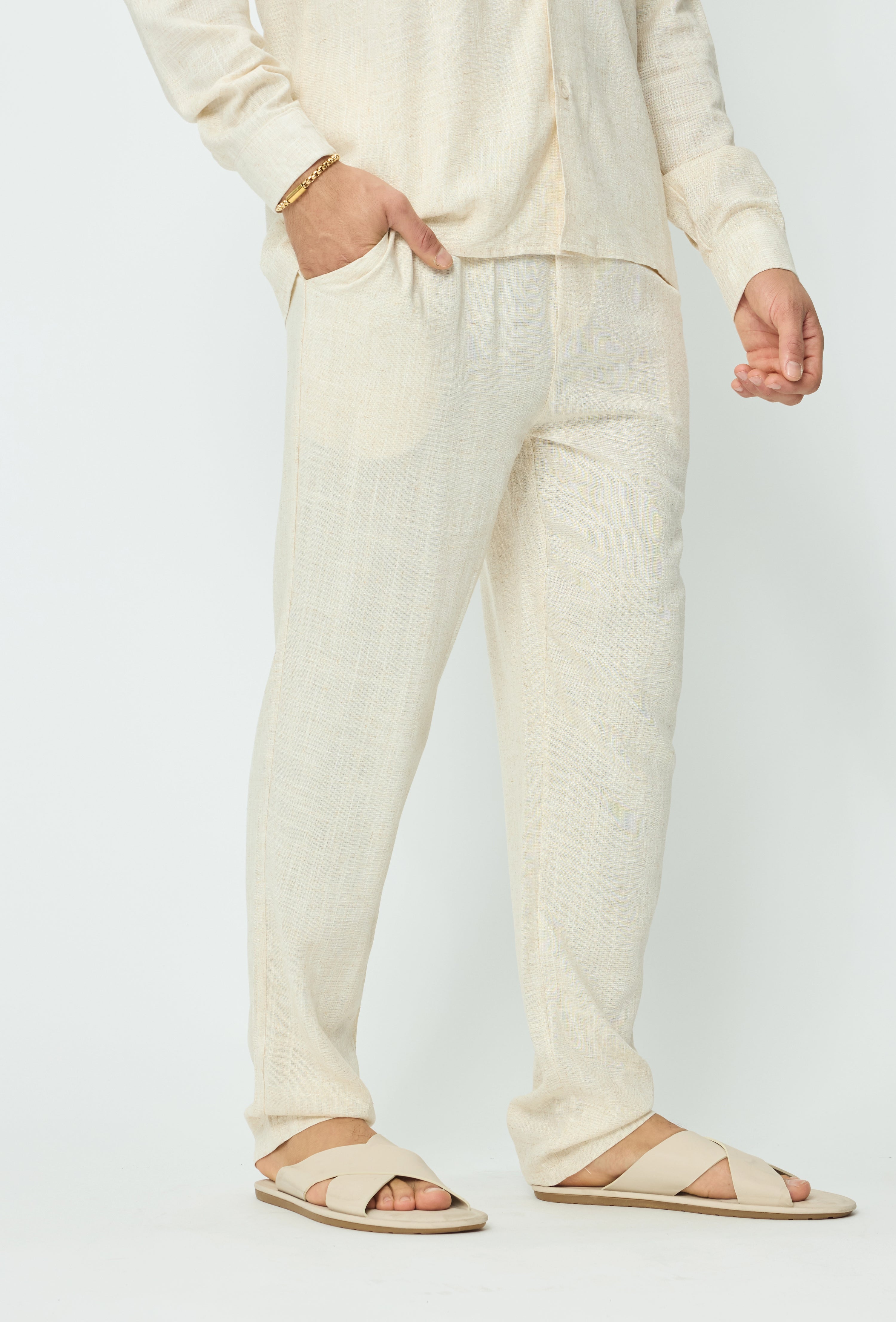 Pantalon effet lin