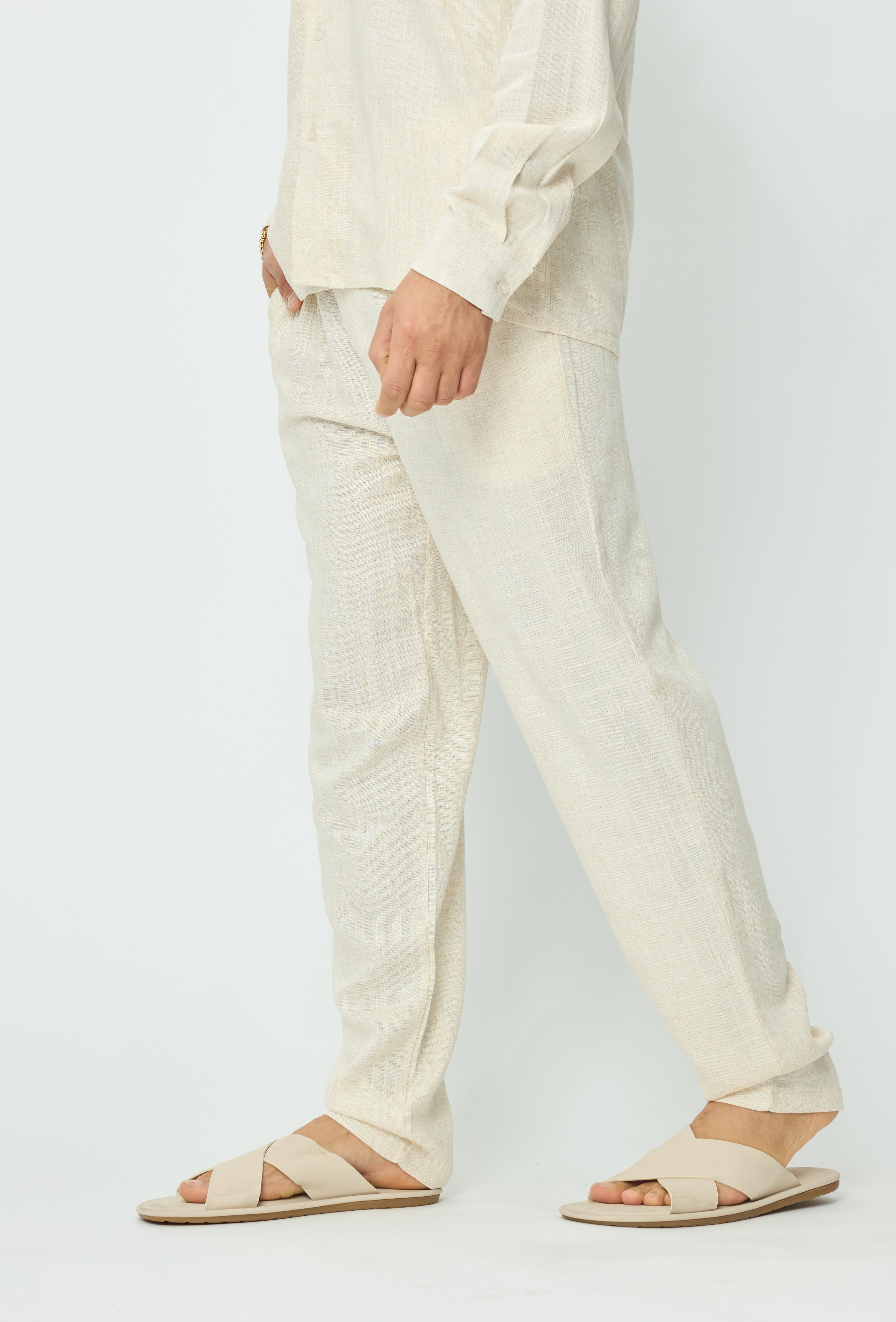 Pantalon effet lin