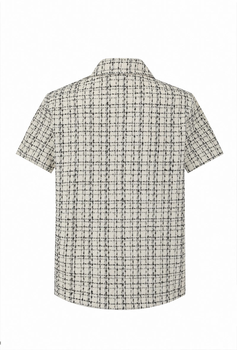 Chemise manches courtes texturée à carreaux