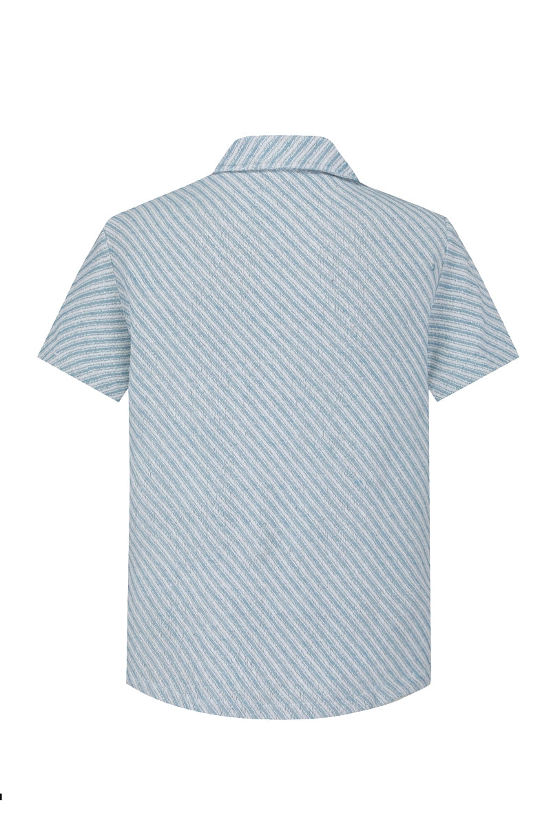 Chemise manches courtes texturée à rayures