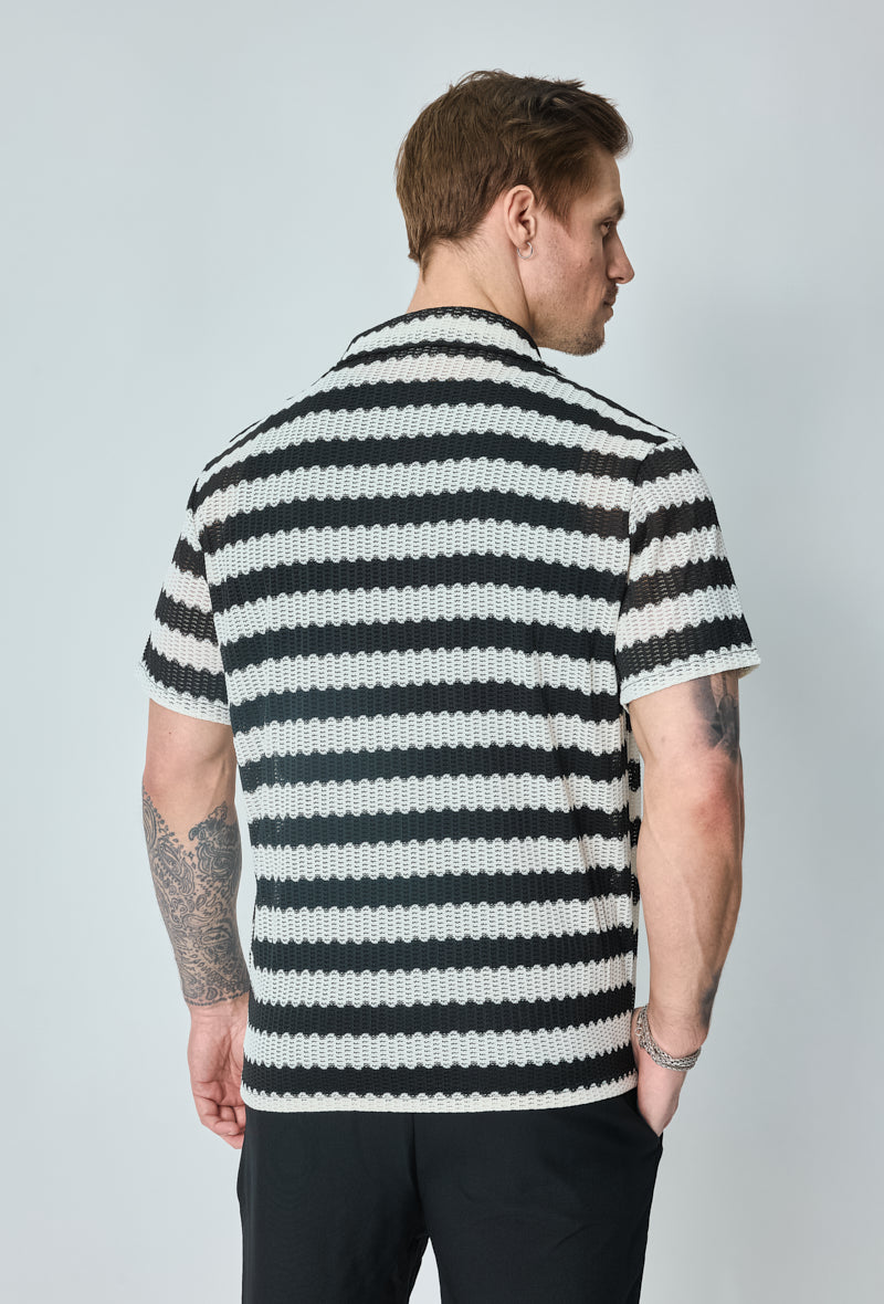 Chemise manches courtes rayée en maille