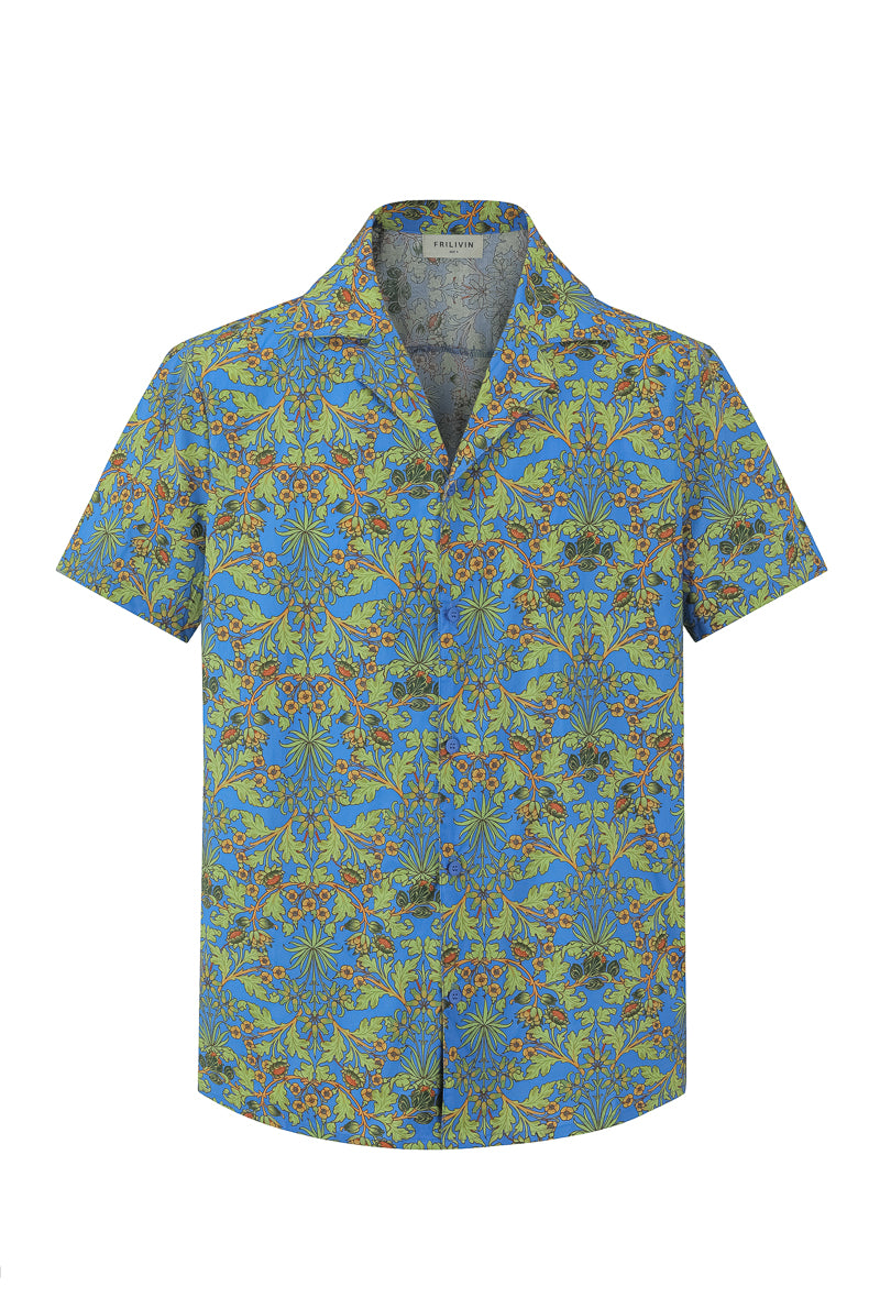 Chemise manches courtes à motifs fleuris