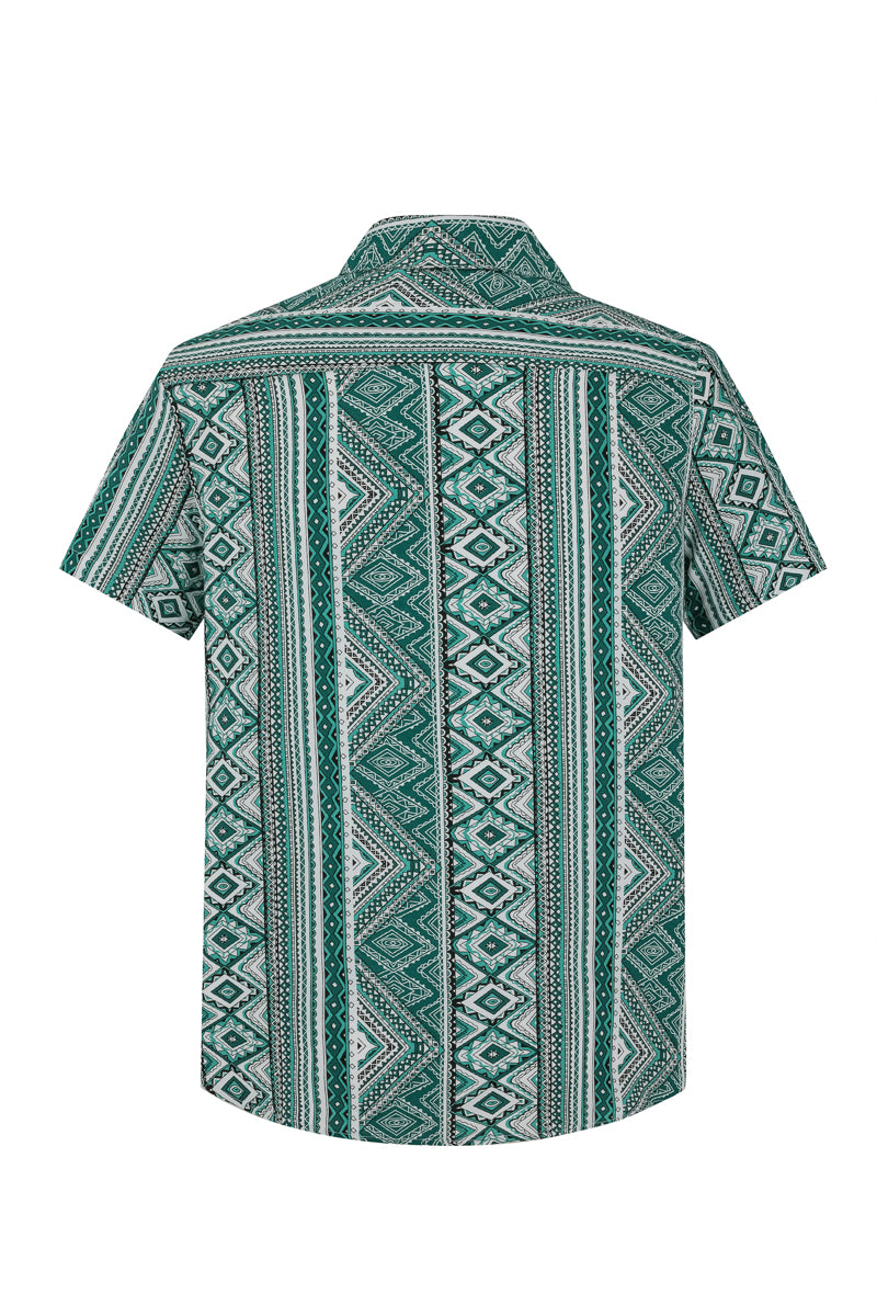 Chemise manches courtes à motifs géométrique