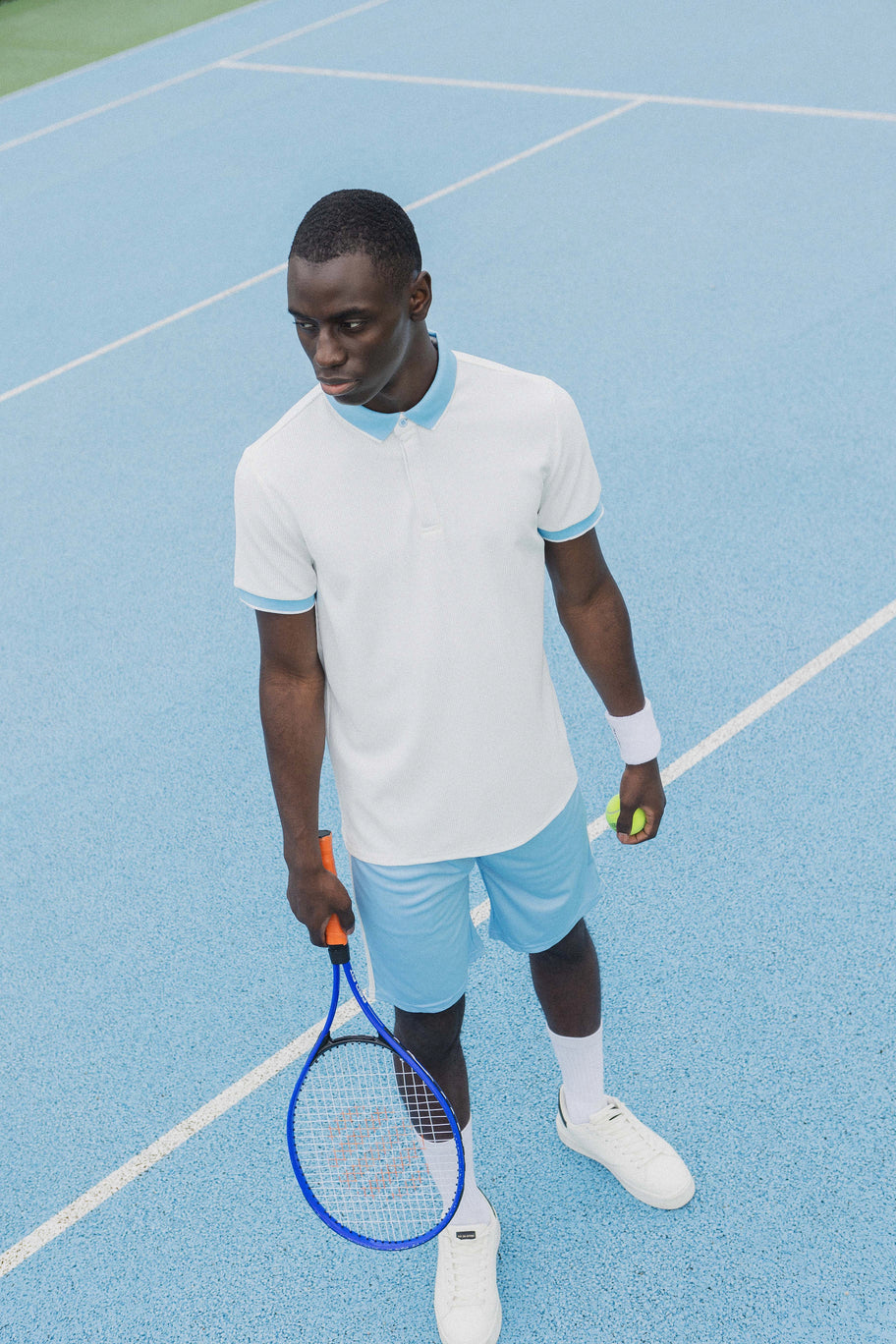 Plain polo shorts set