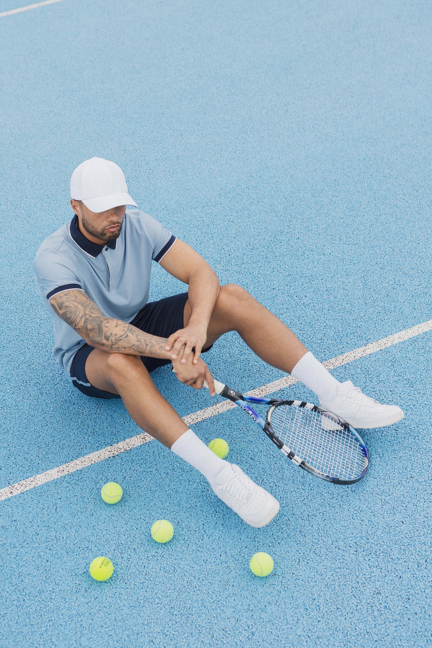 Plain polo shorts set