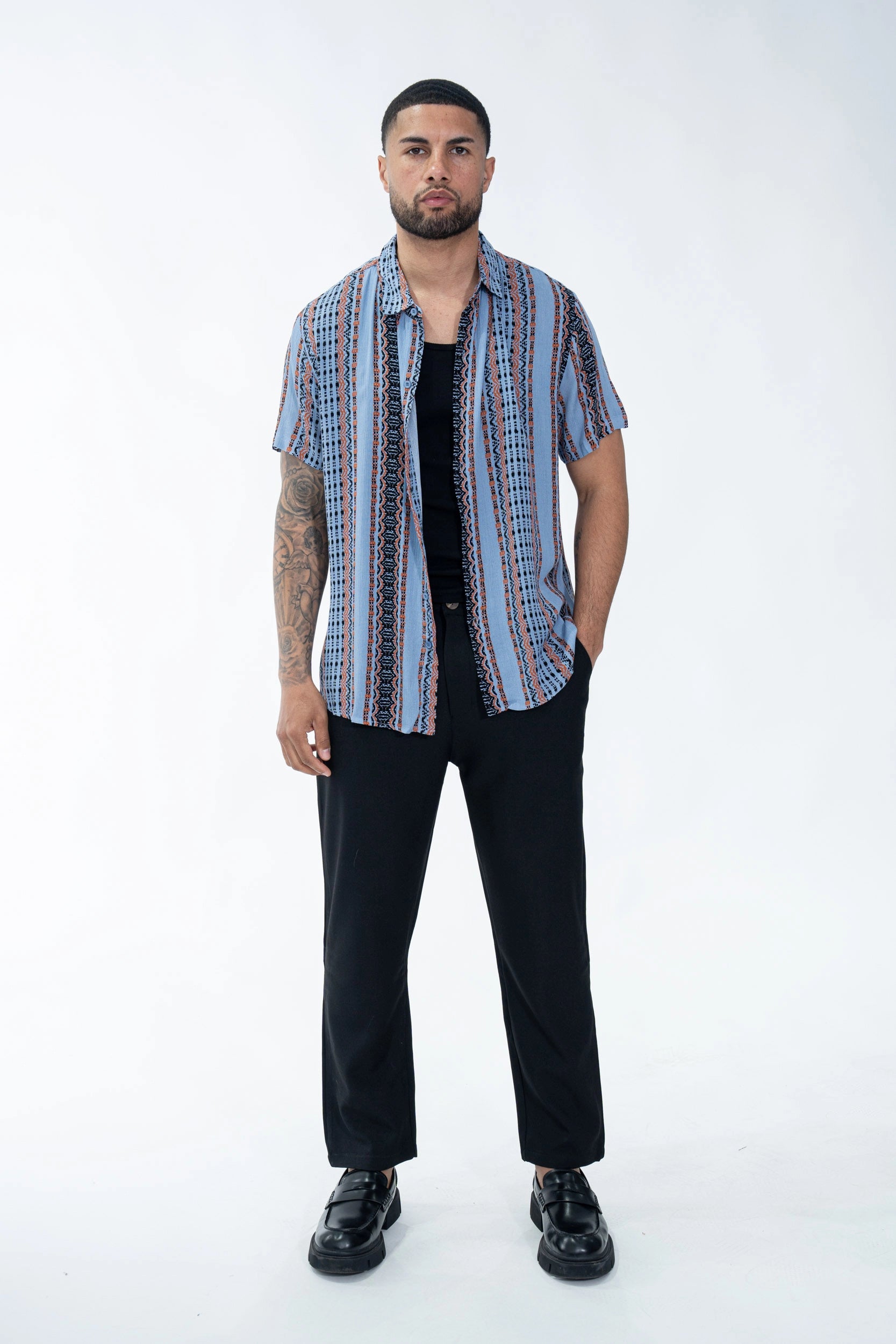 Chemise à accents de rayures bohèmes