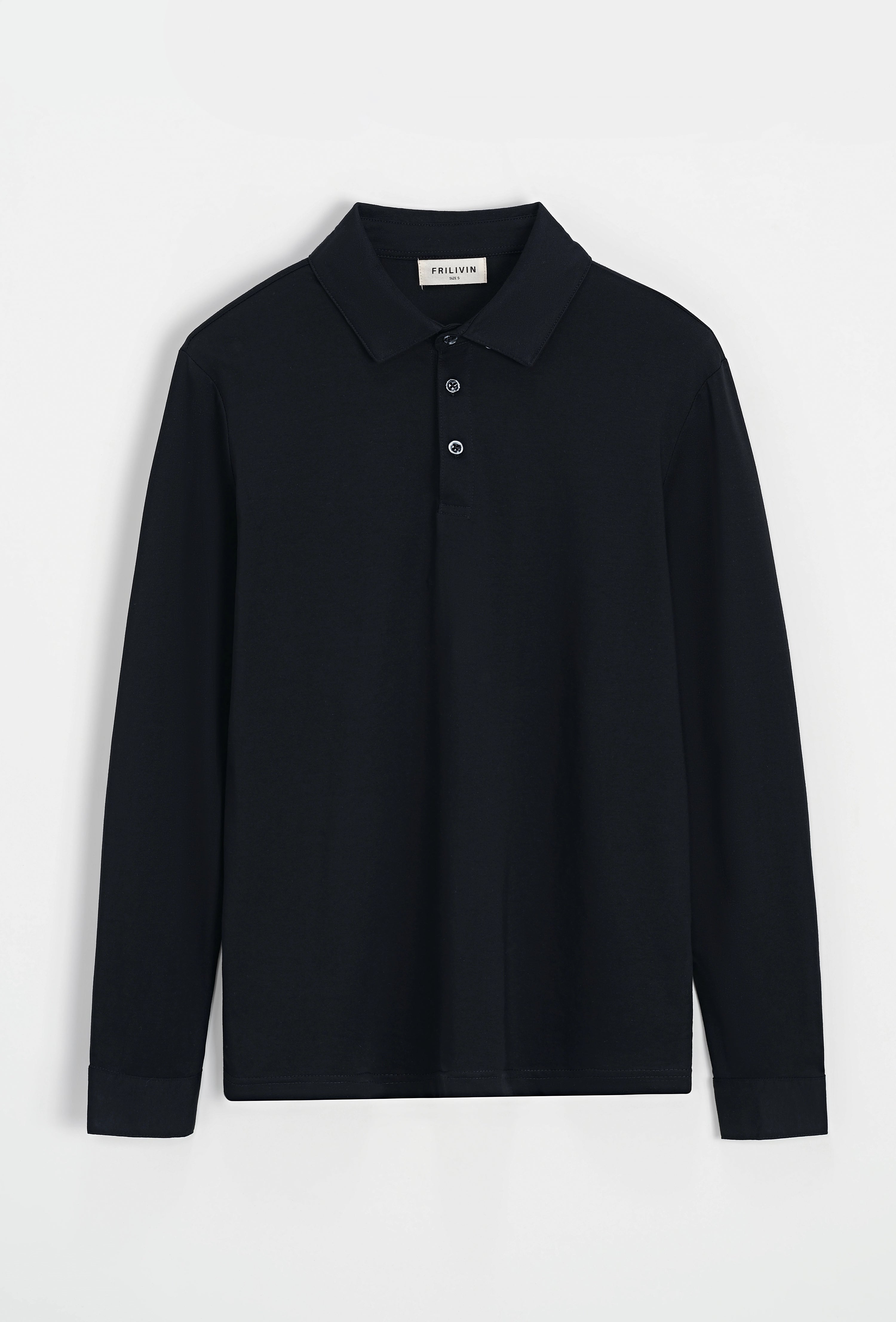 Polo uni à manches longues