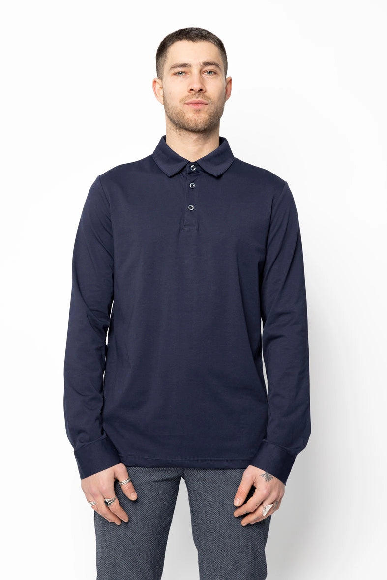 Polo uni à manches longues