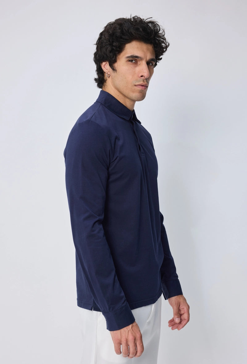 Polo uni à manches longues