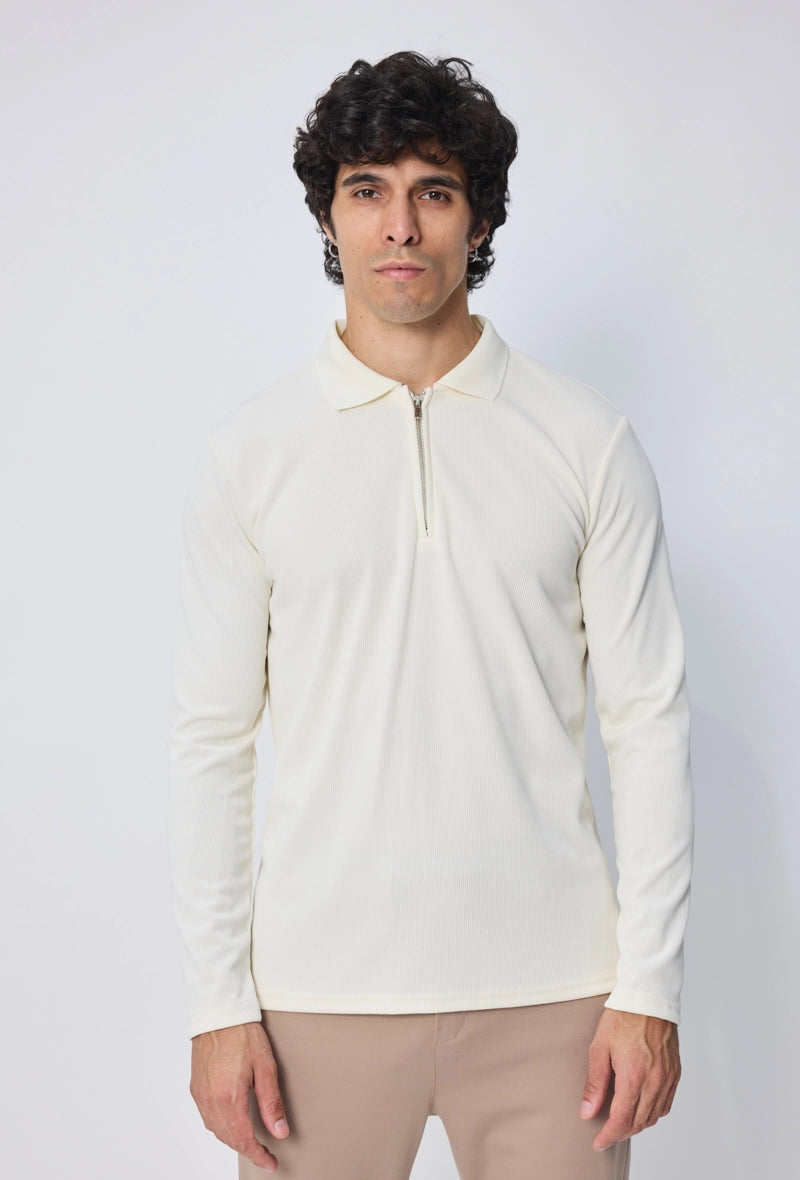Polo à manches longues avec col zippé