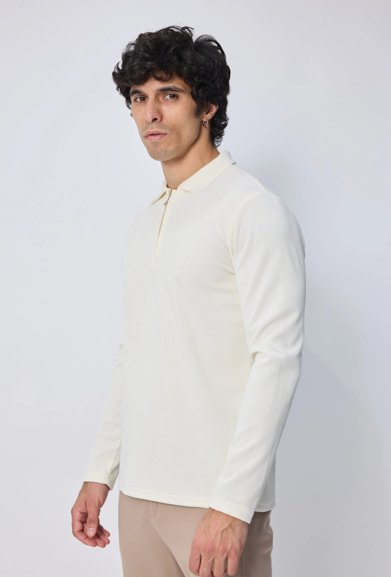 Polo à manches longues avec col zippé