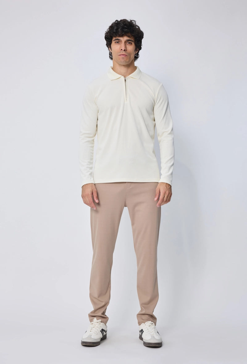 Polo à manches longues avec col zippé
