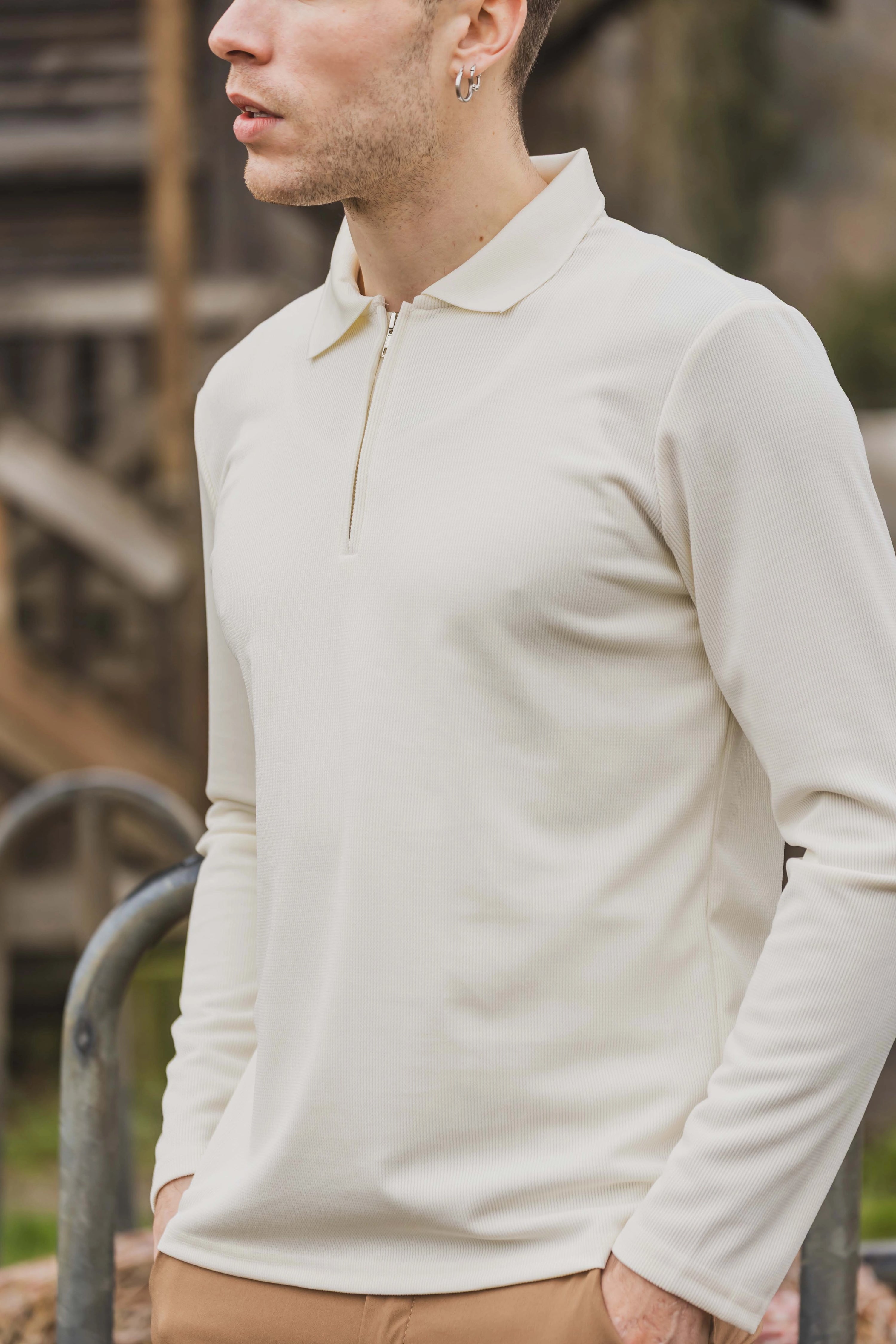 Polo à manches longues avec col zippé