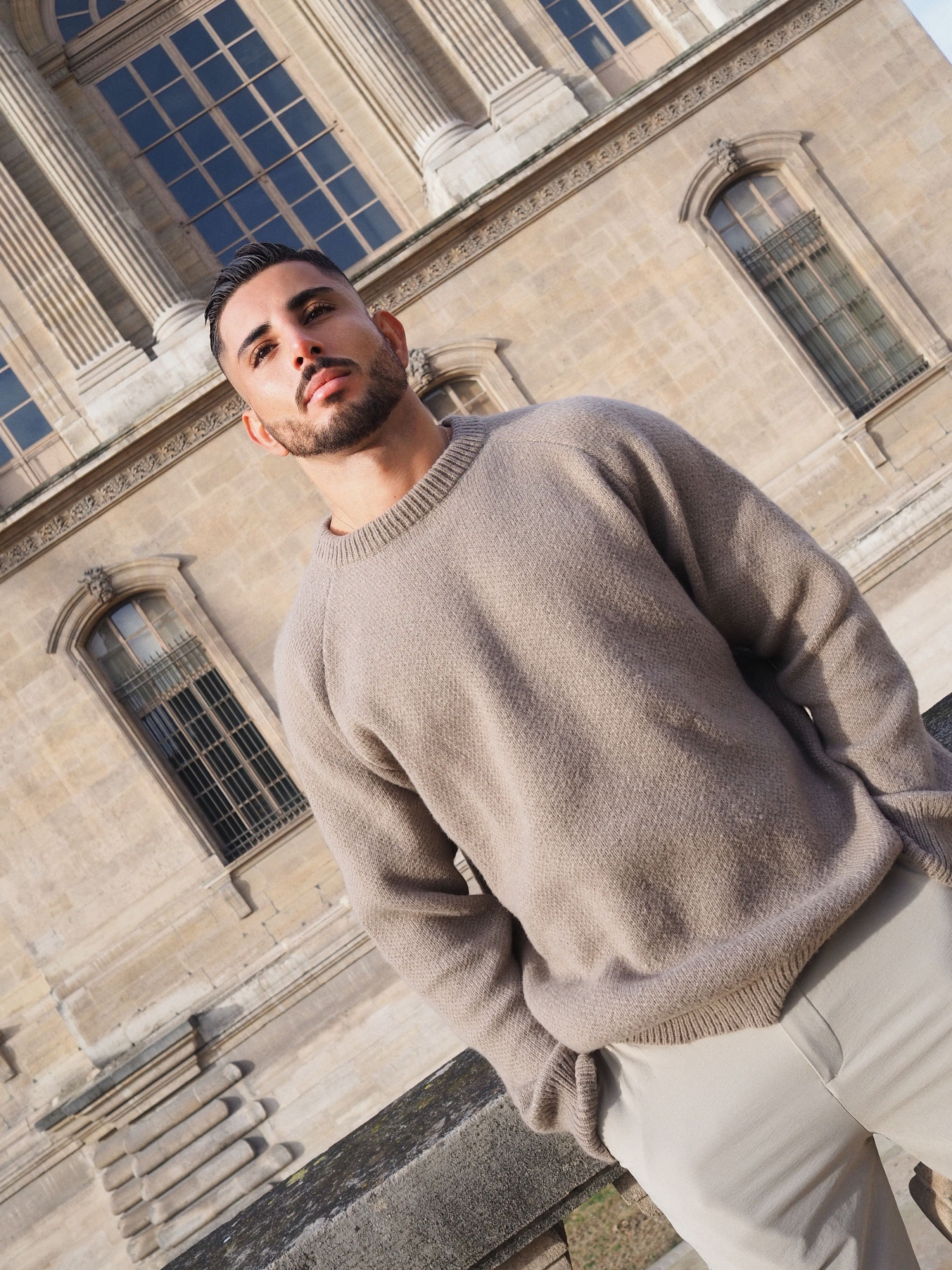 Pull maille couleur uni col rond - Frilivin