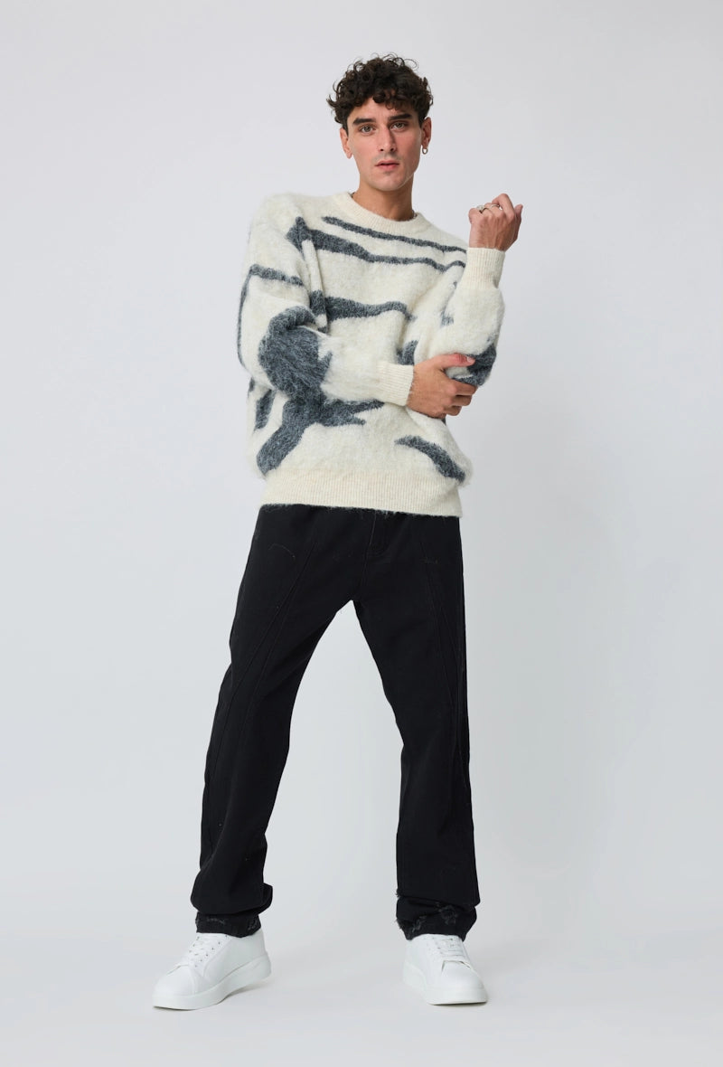 Pull sans capuche avec rayures verticales de couleur noir