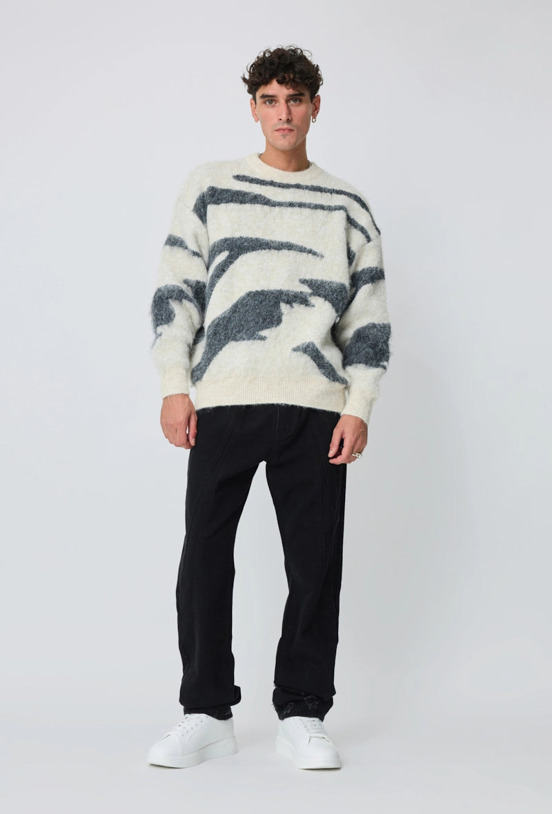 Pull sans capuche avec rayures verticales de couleur noir