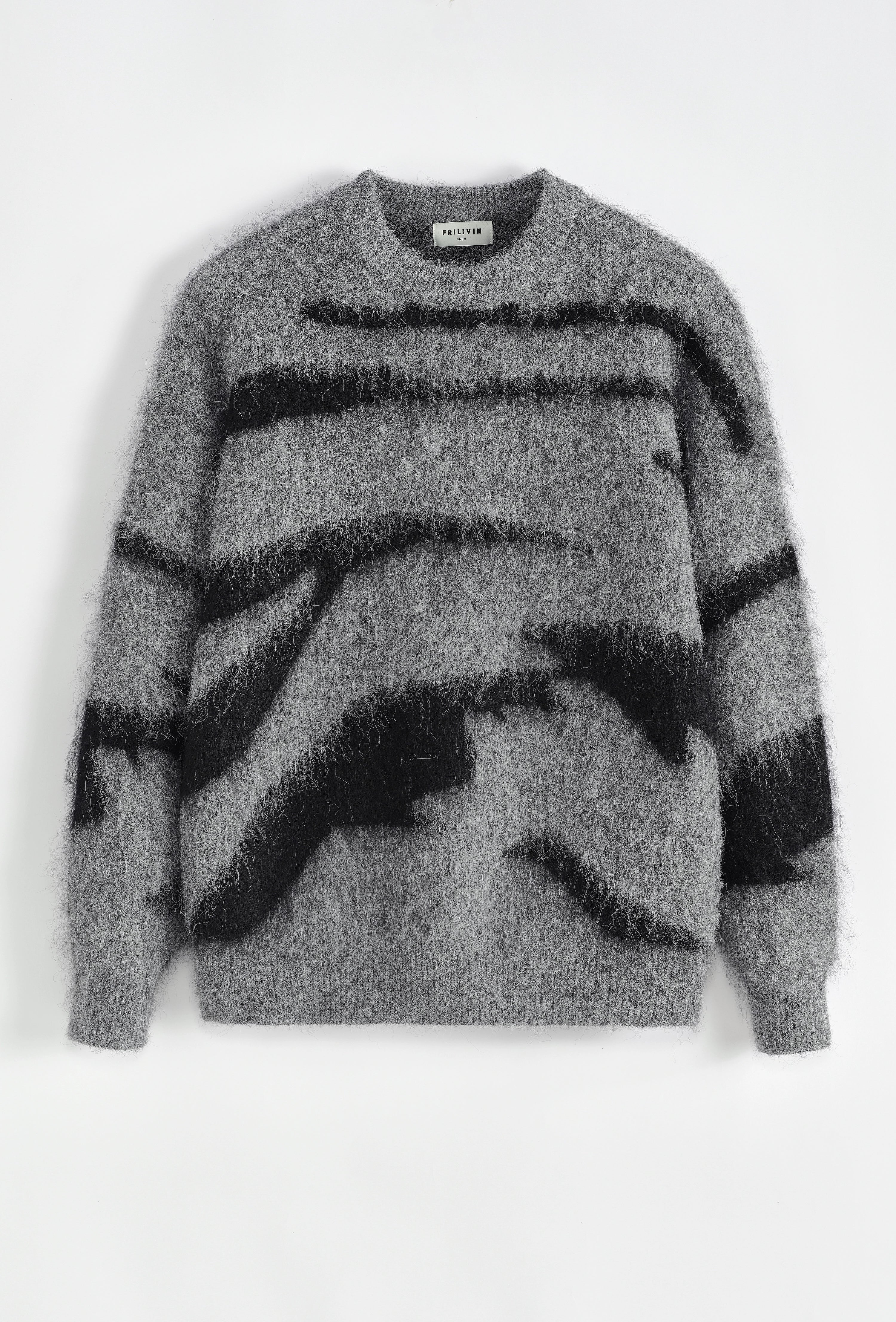 Pull sans capuche avec rayures verticales de couleur noir