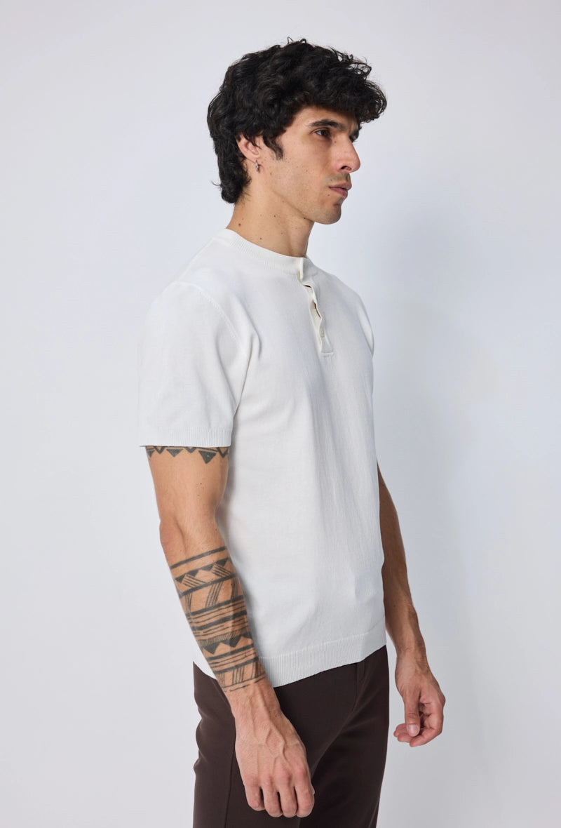 Polo uni à boutons manches courtes