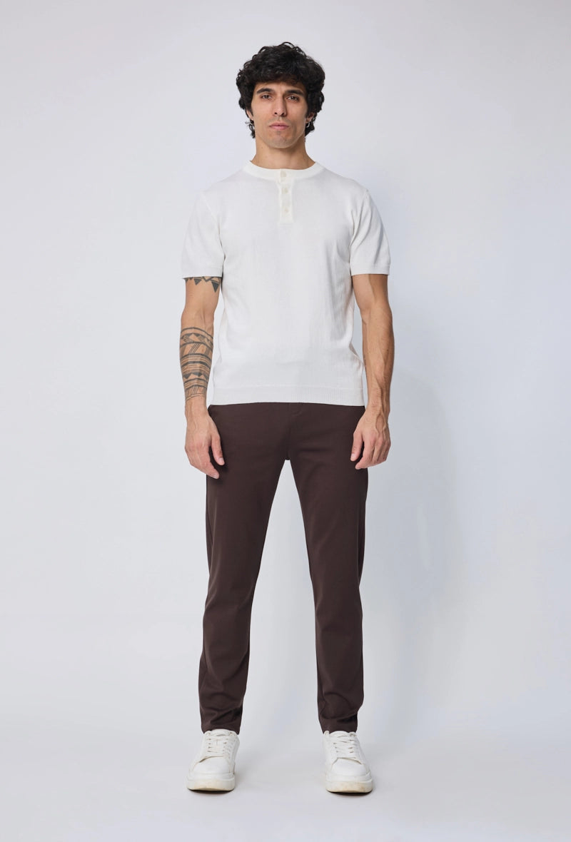 Polo uni à boutons manches courtes