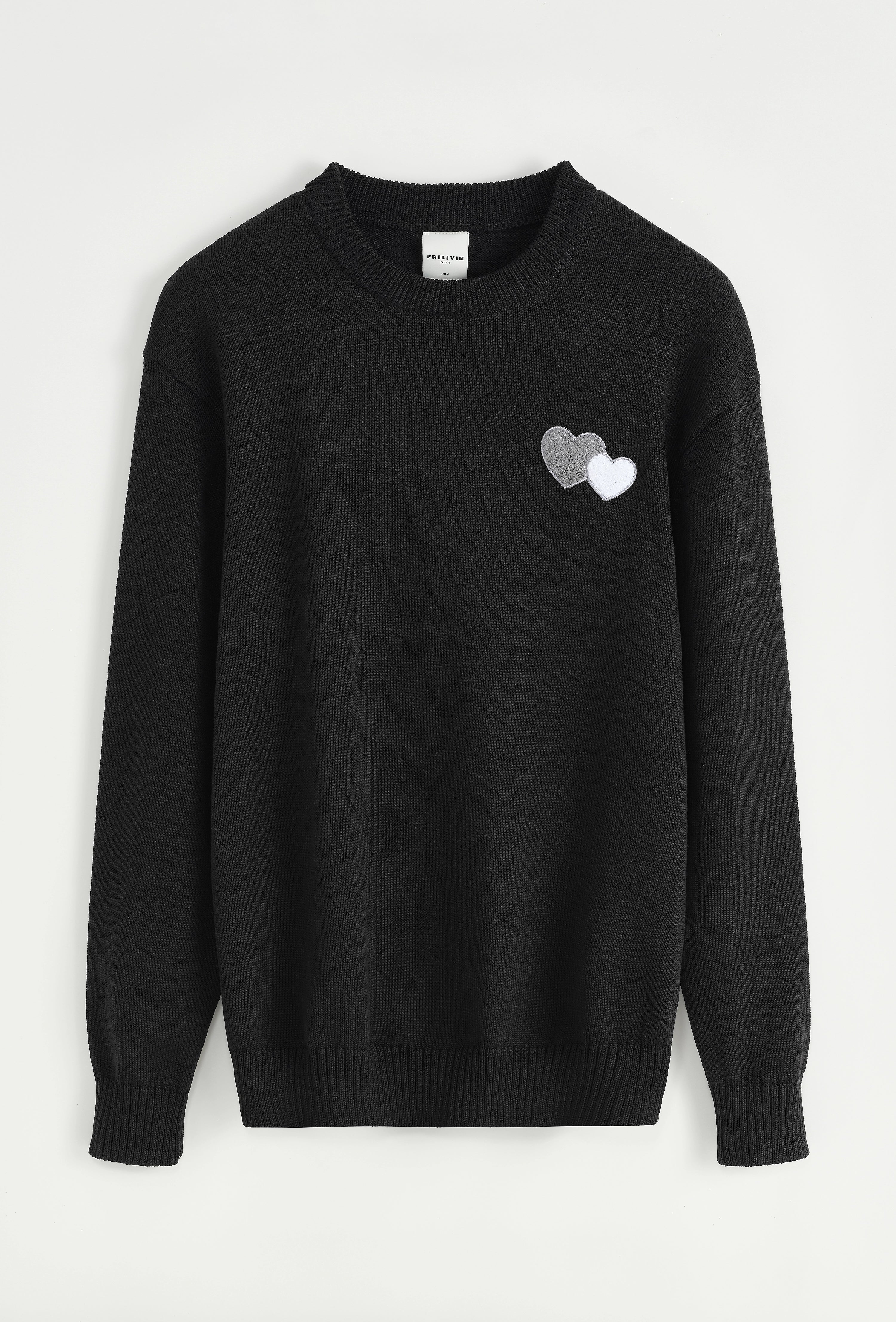 Pull à motif double cœur