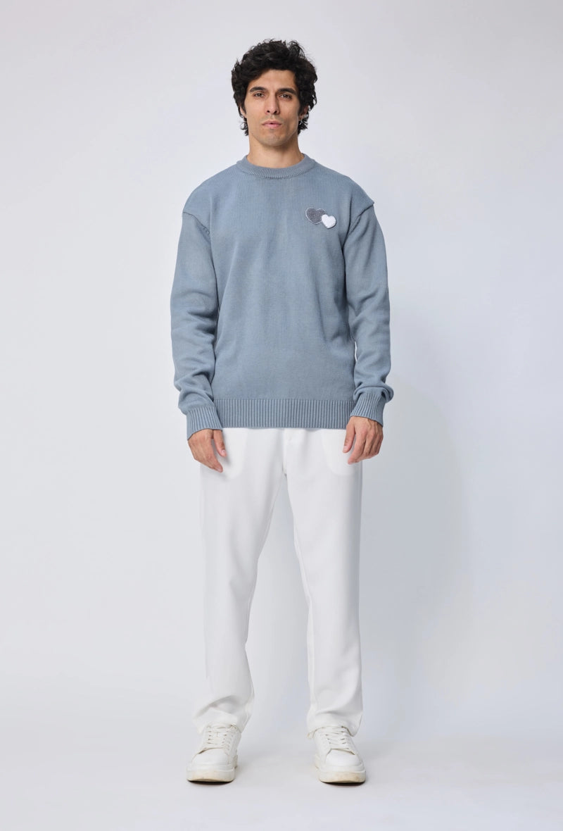 Pull à motif double cœur