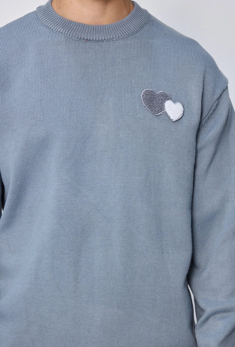 Pull à motif double cœur