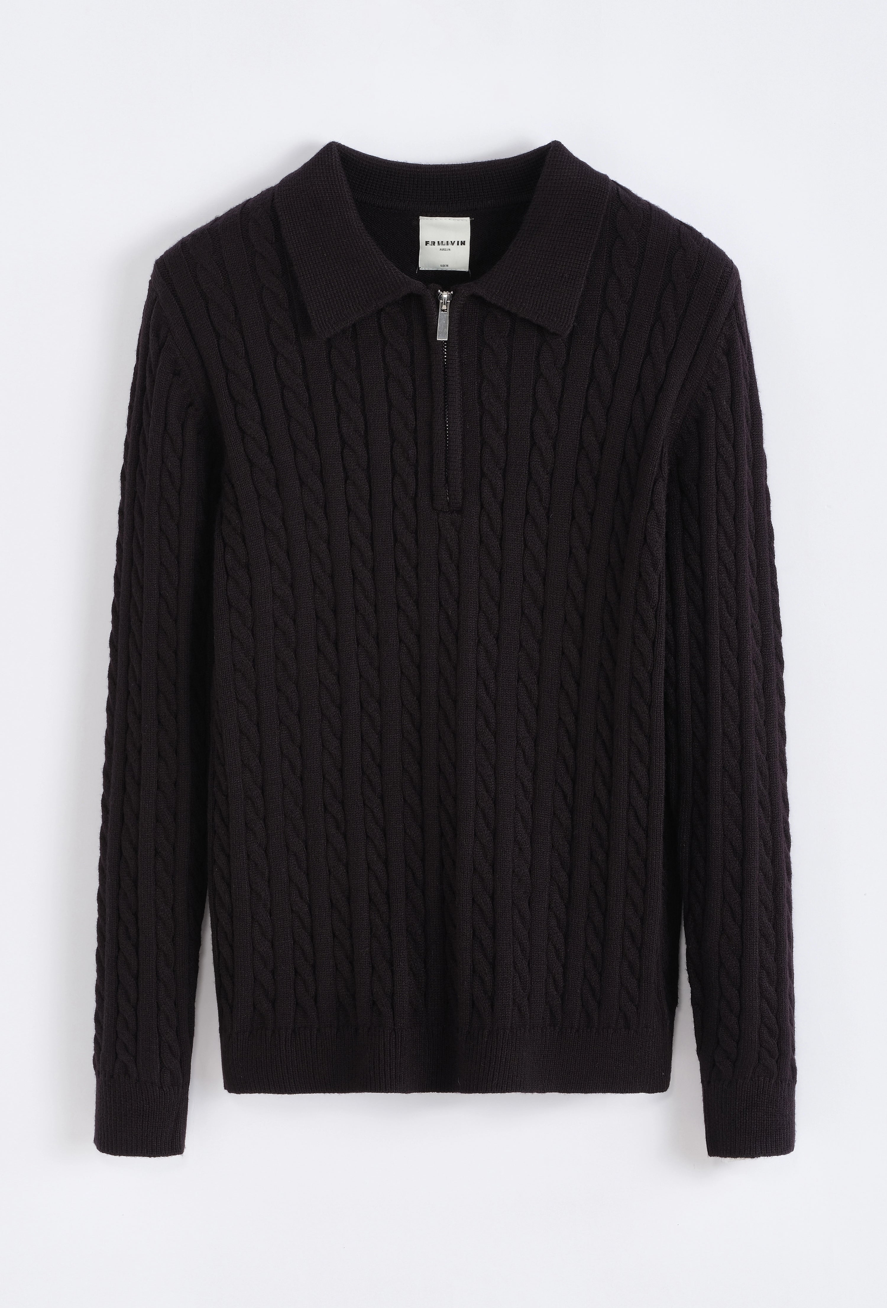 Pull à zip avec motif col polo