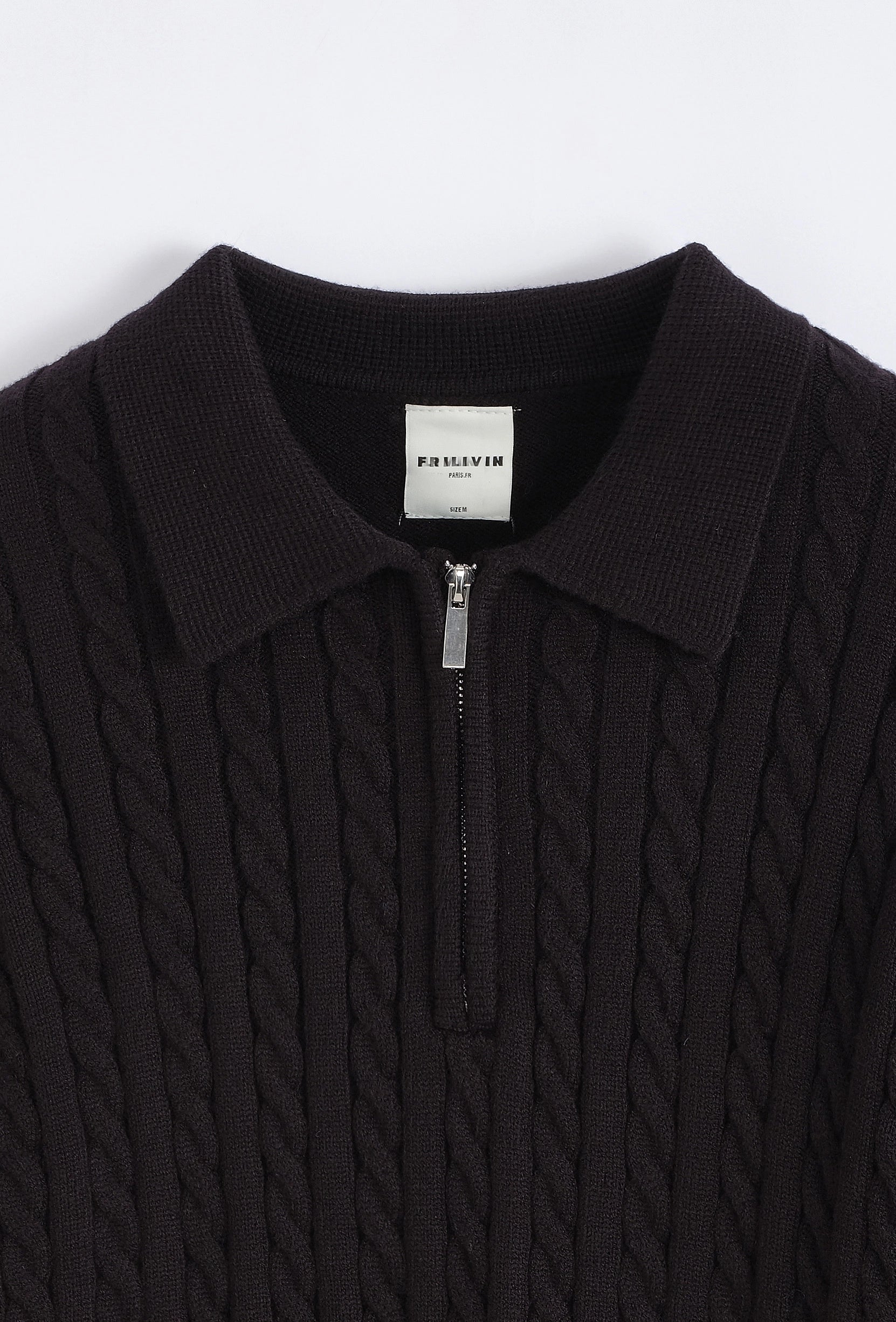 Pull à zip avec motif col polo