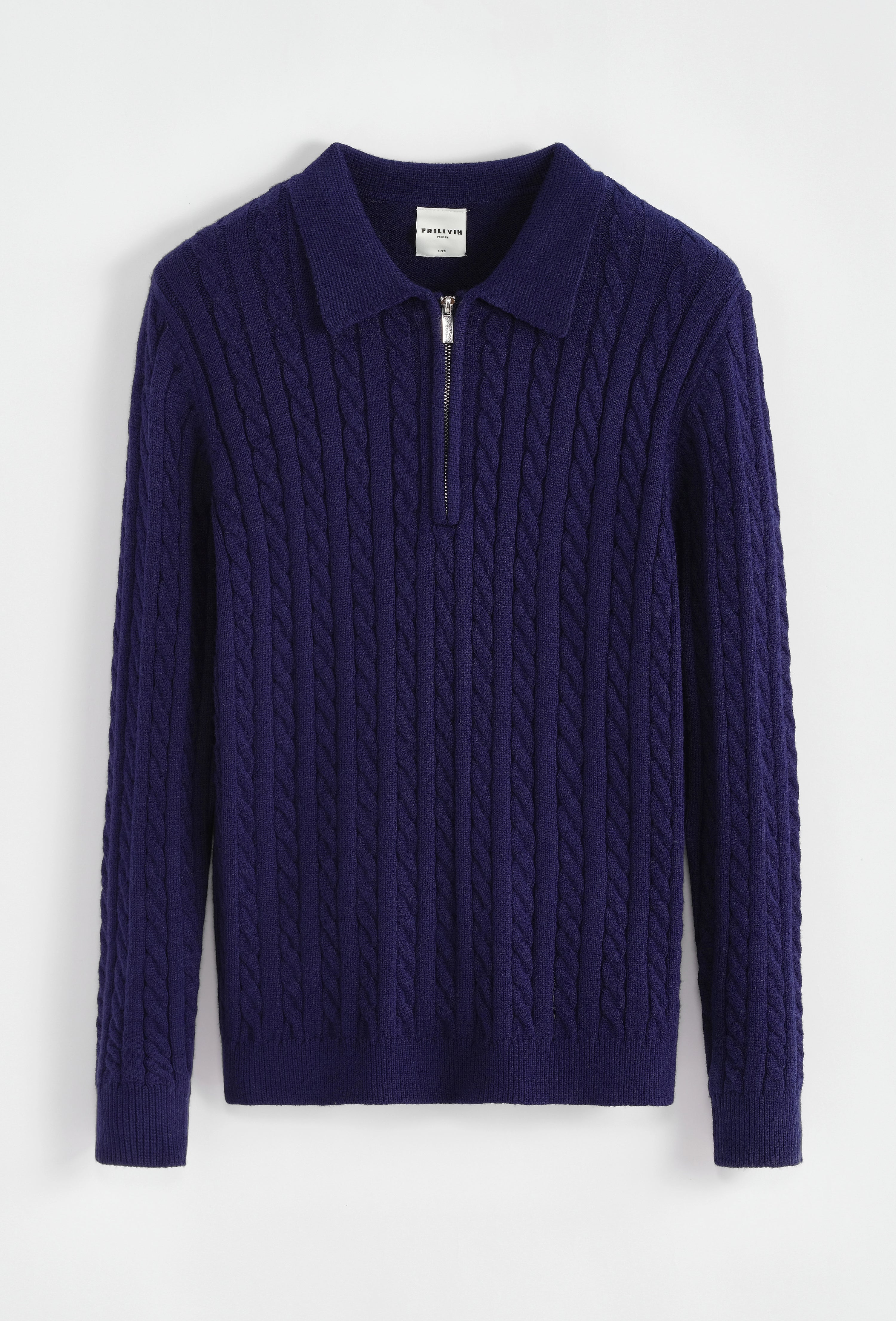 Pull à zip avec motif col polo