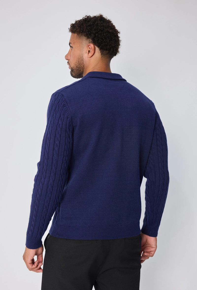 Pull à zip avec motif col polo