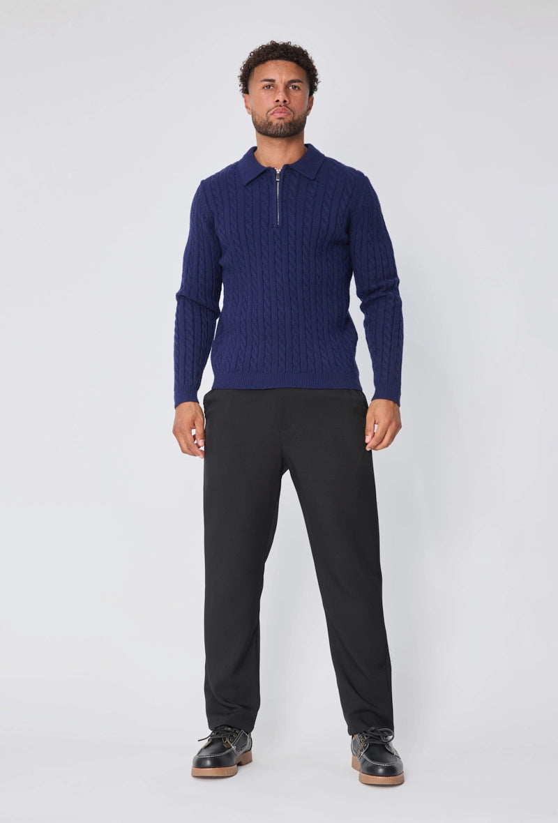 Pull à zip avec motif col polo