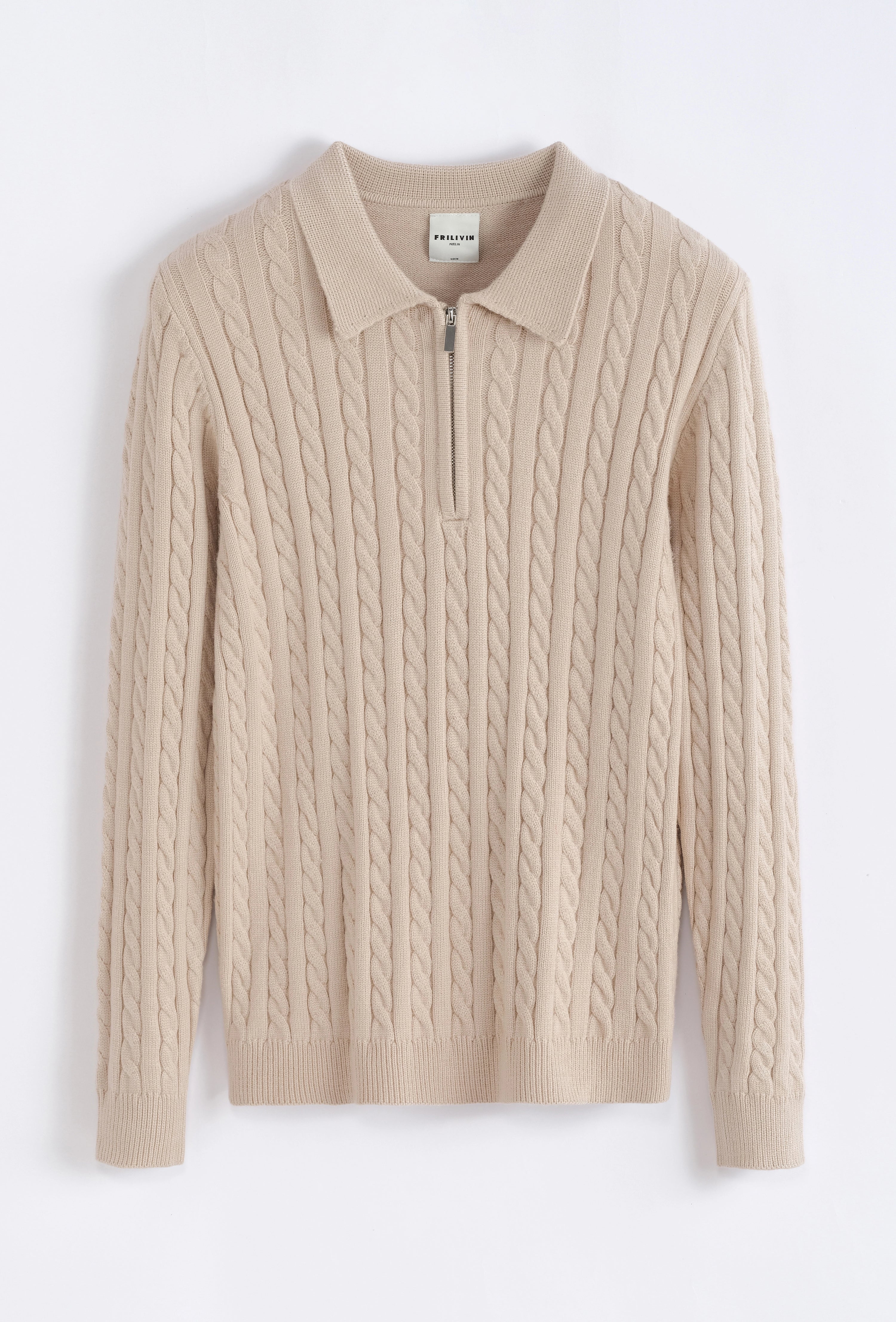 Pull à zip avec motif col polo