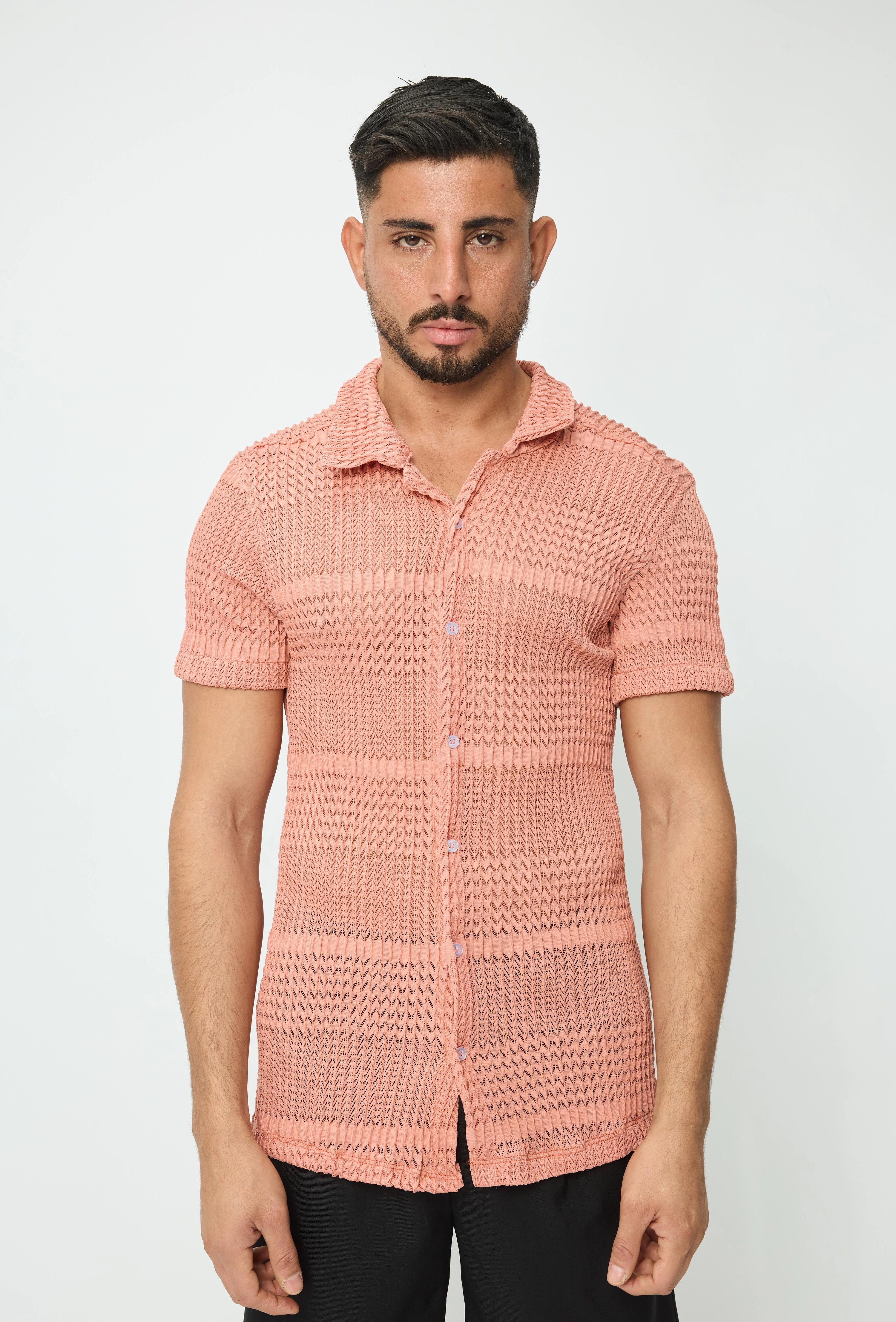 Chemise unie effet tissé transparent