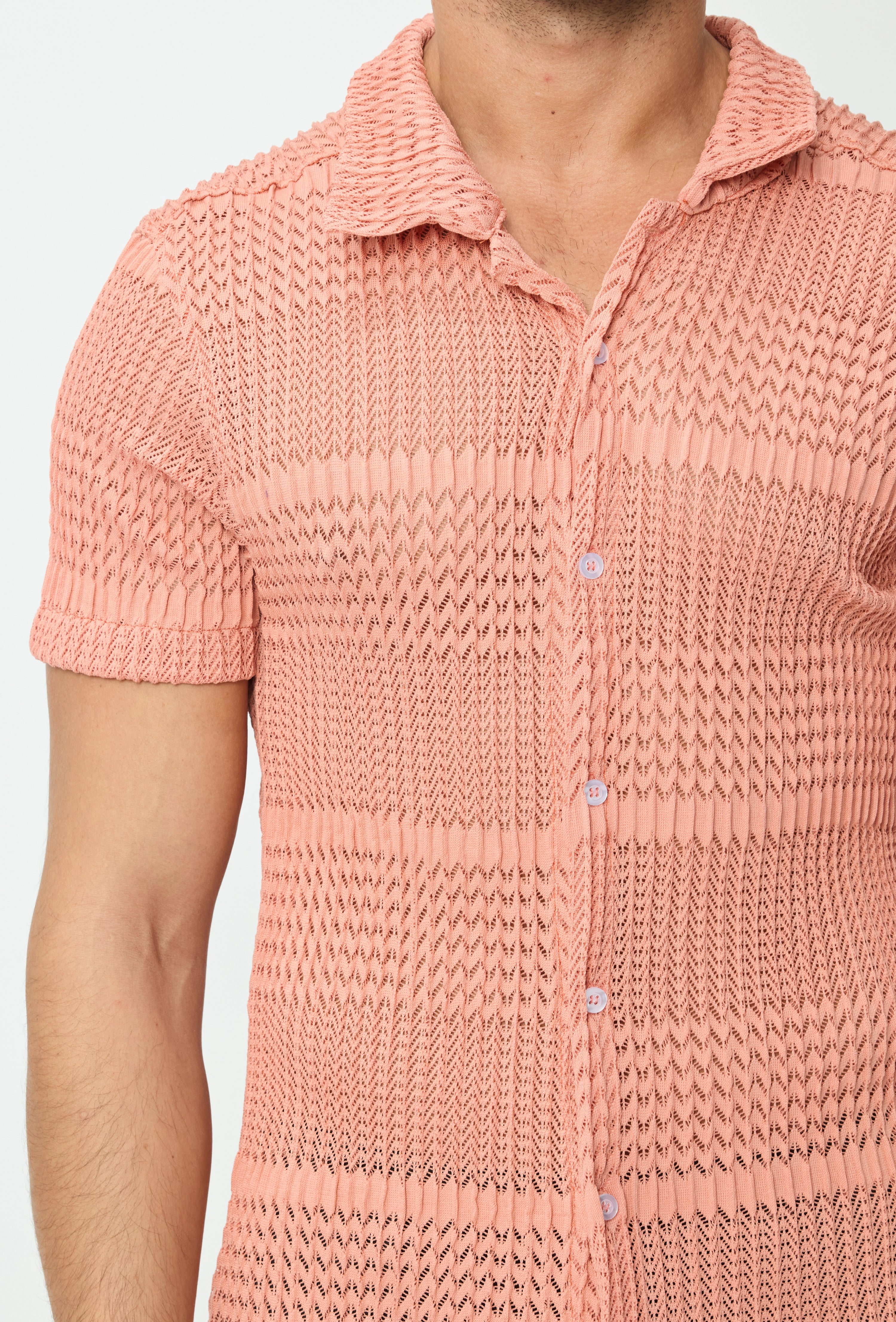 Chemise unie effet tissé transparent