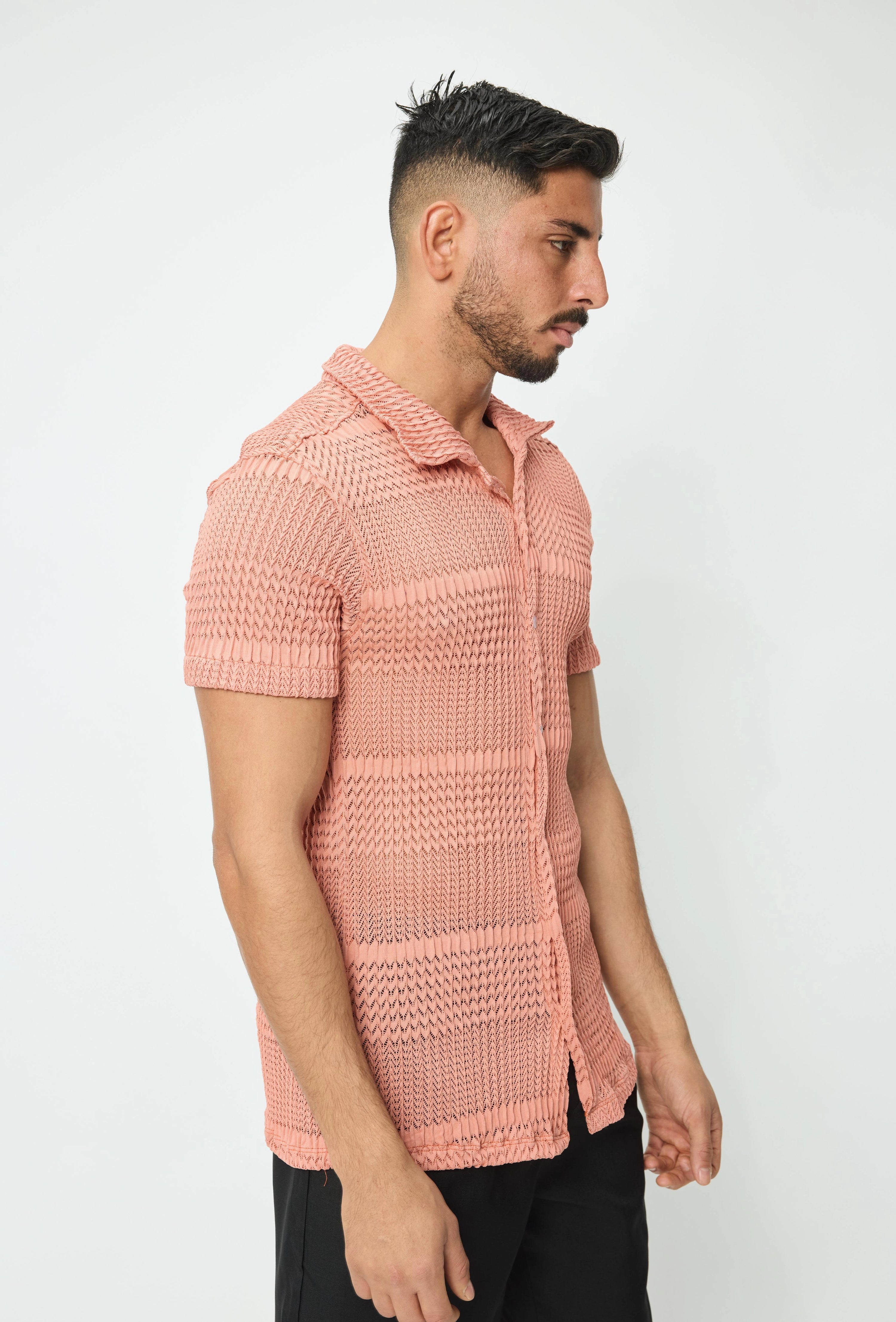 Chemise unie effet tissé transparent