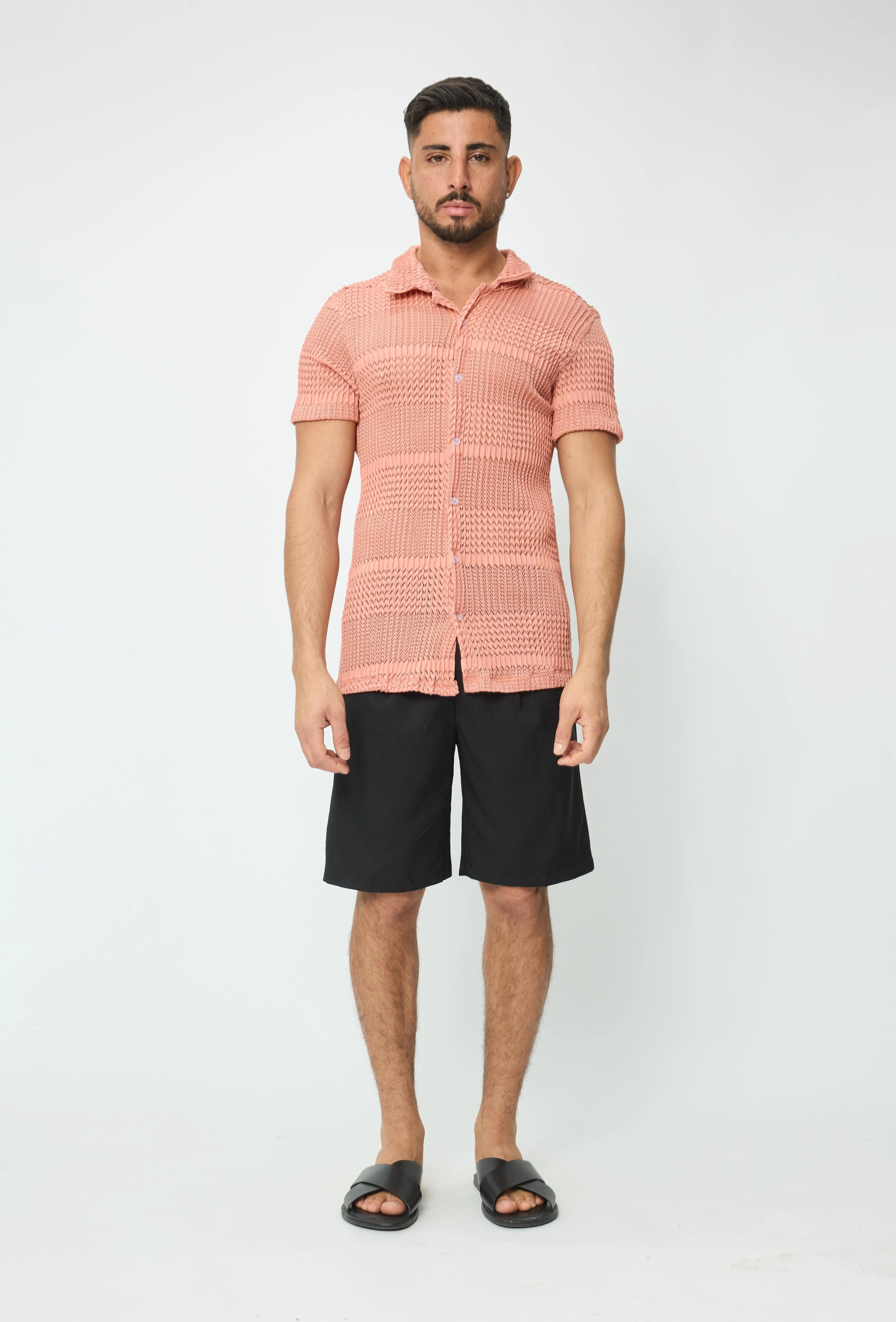 Chemise unie effet tissé transparent