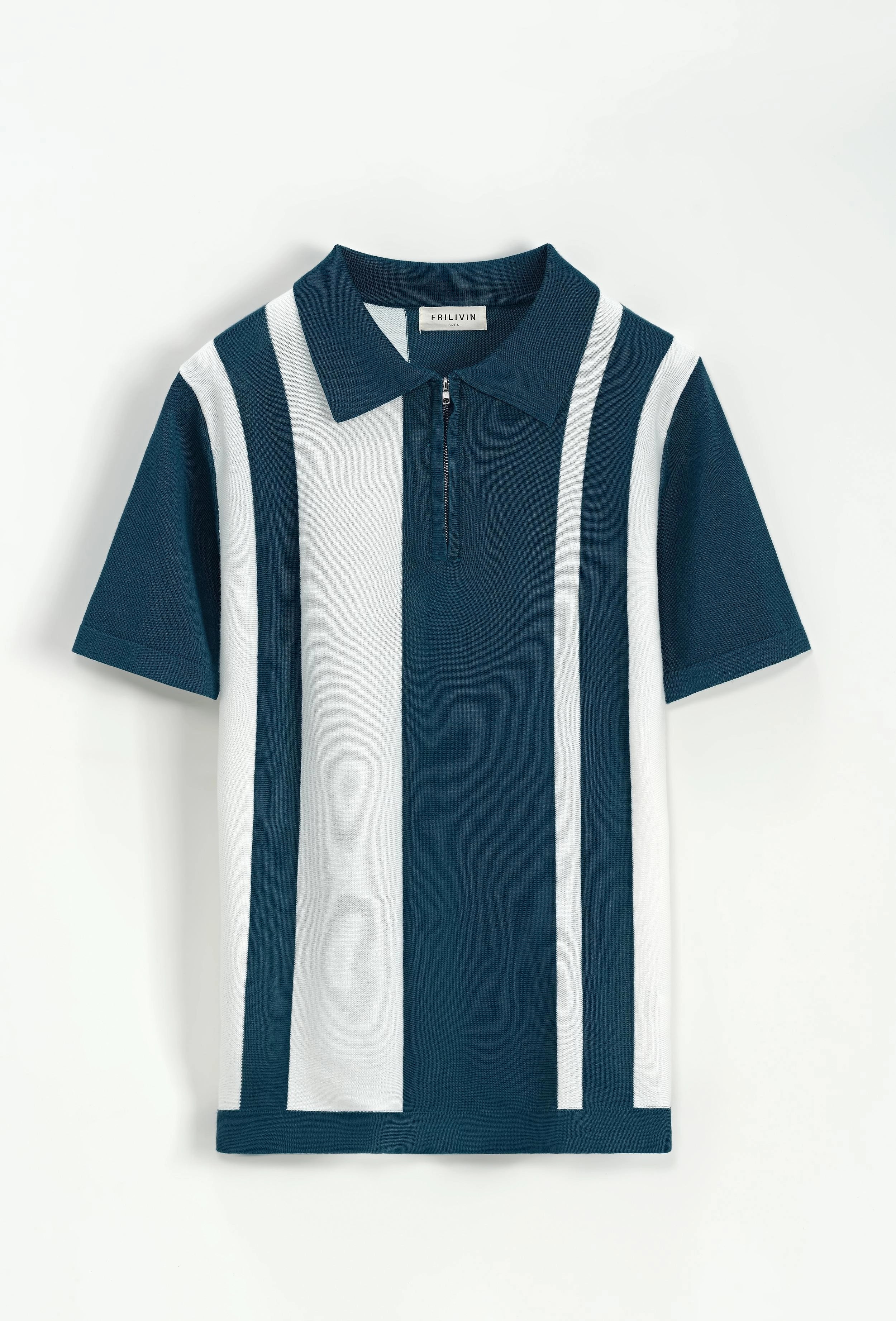 Side-striped zipped polo shirt