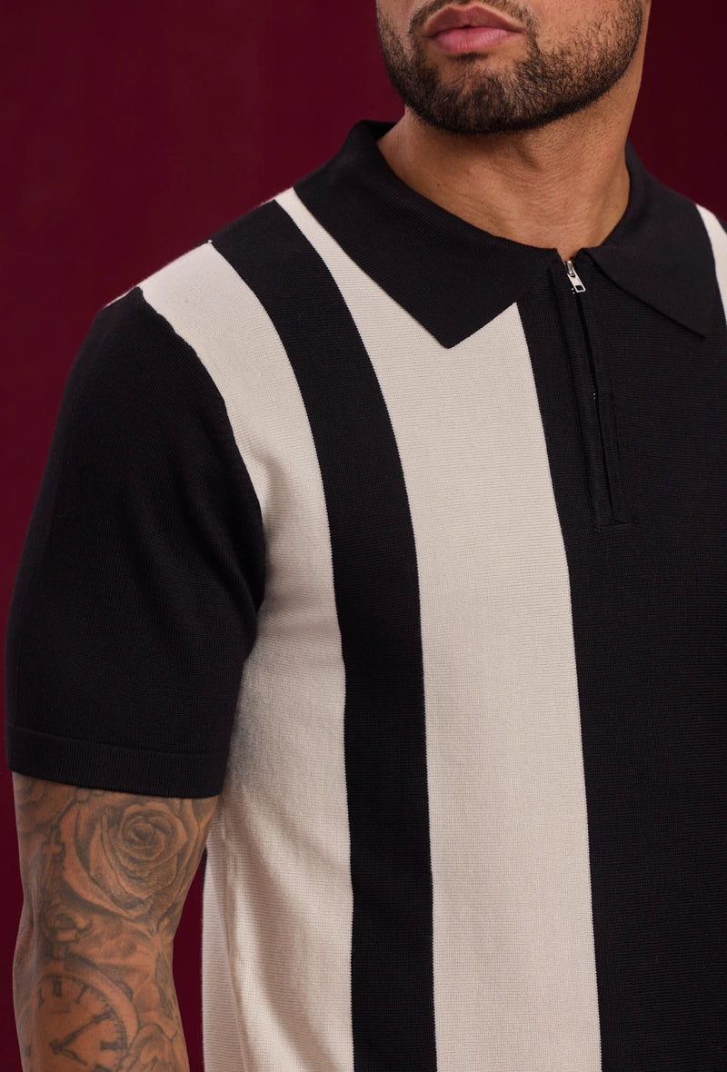 Side-striped zipped polo shirt
