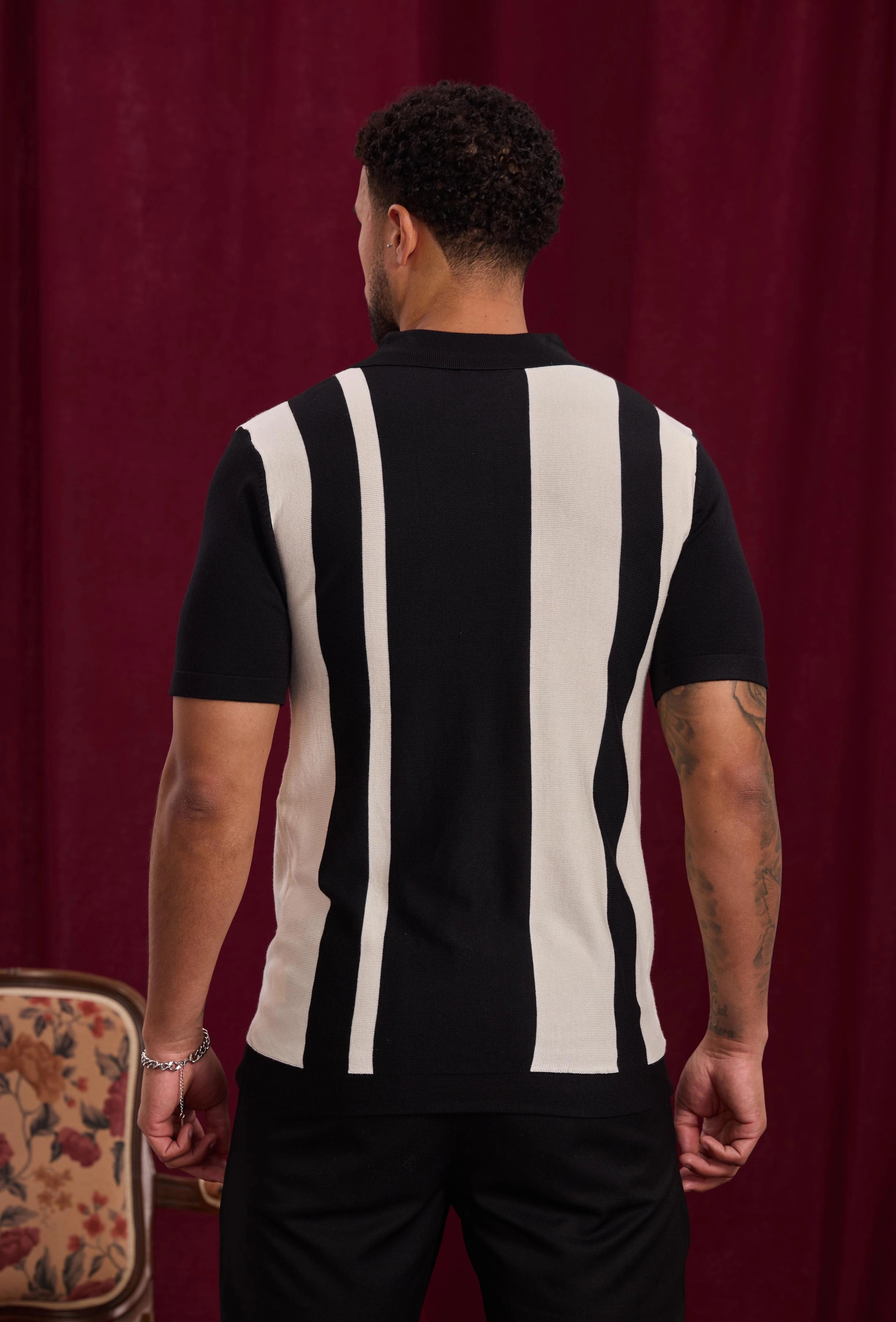 Side-striped zipped polo shirt