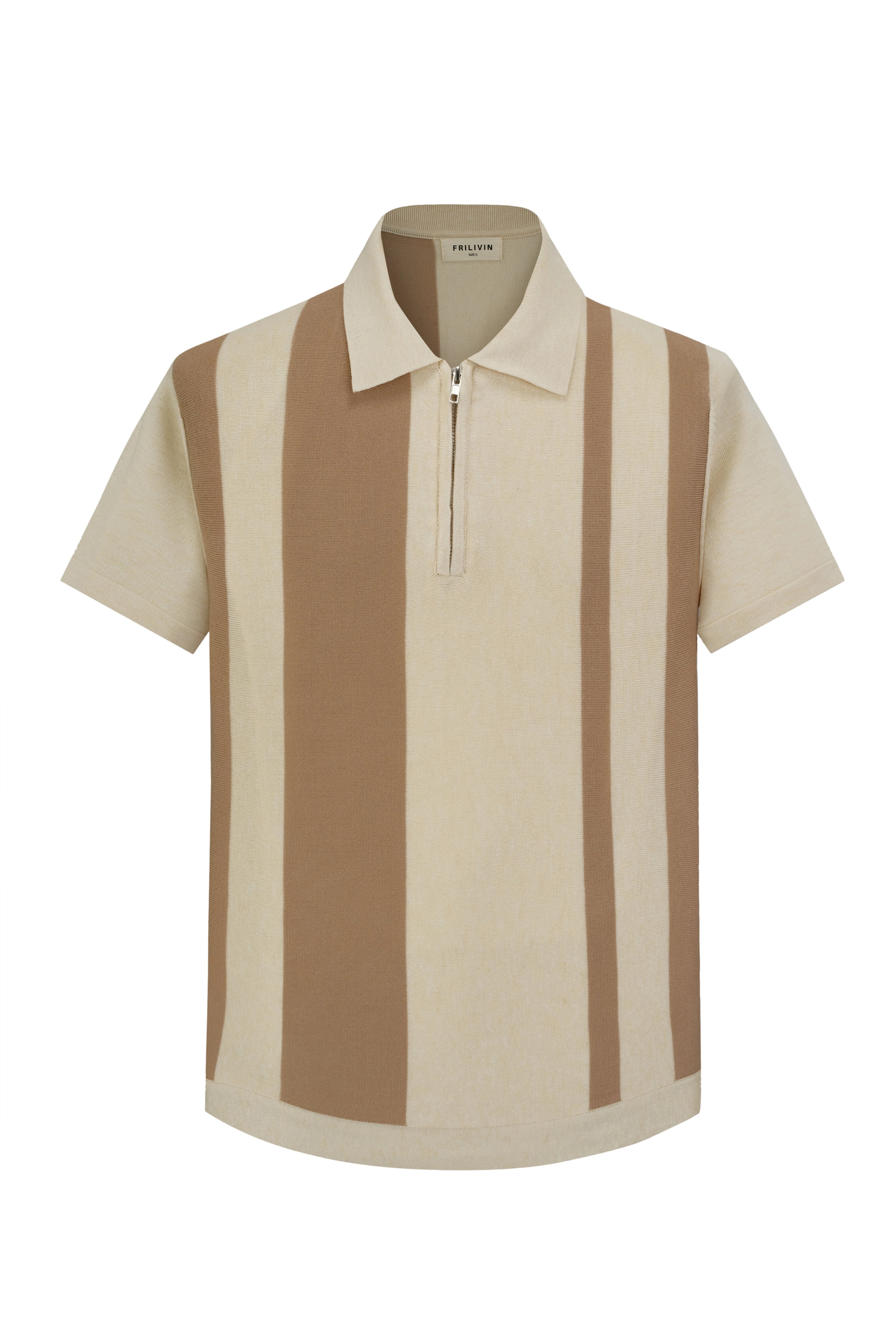 Side-striped zipped polo shirt