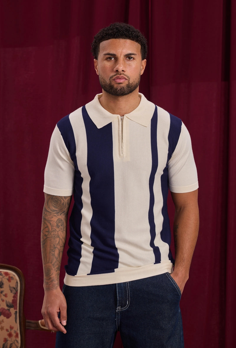 Side-striped zipped polo shirt