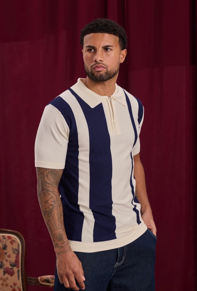 Side-striped zipped polo shirt